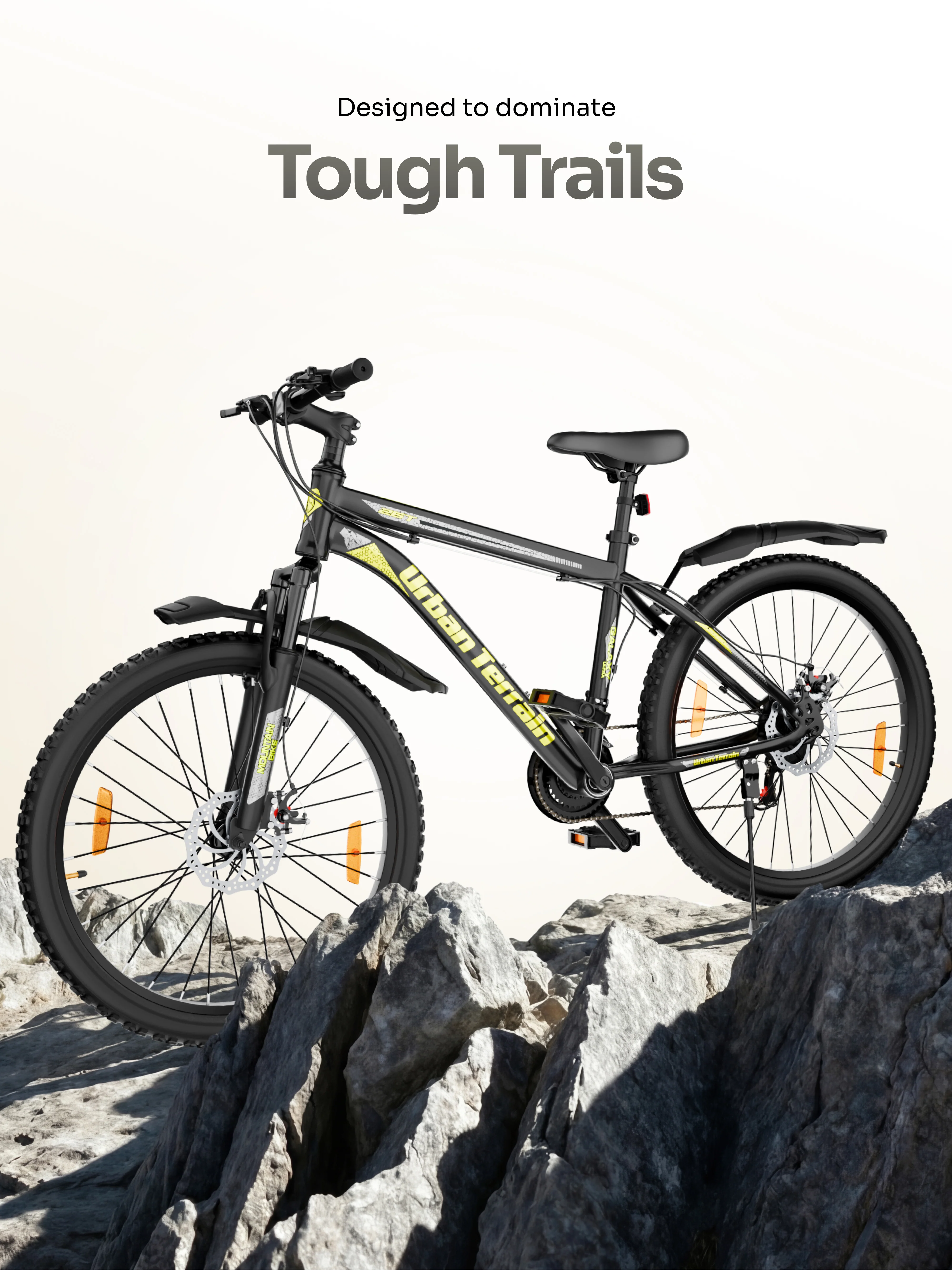 Galaxy Ultra Mountain Bike Steel 21 Speed Cycle 26 inch Tyre, Green With Front Suspension, Single Wall Rim and Dual Disc Brakes Ideal For 5 ft to 5.7 ft - Image 2