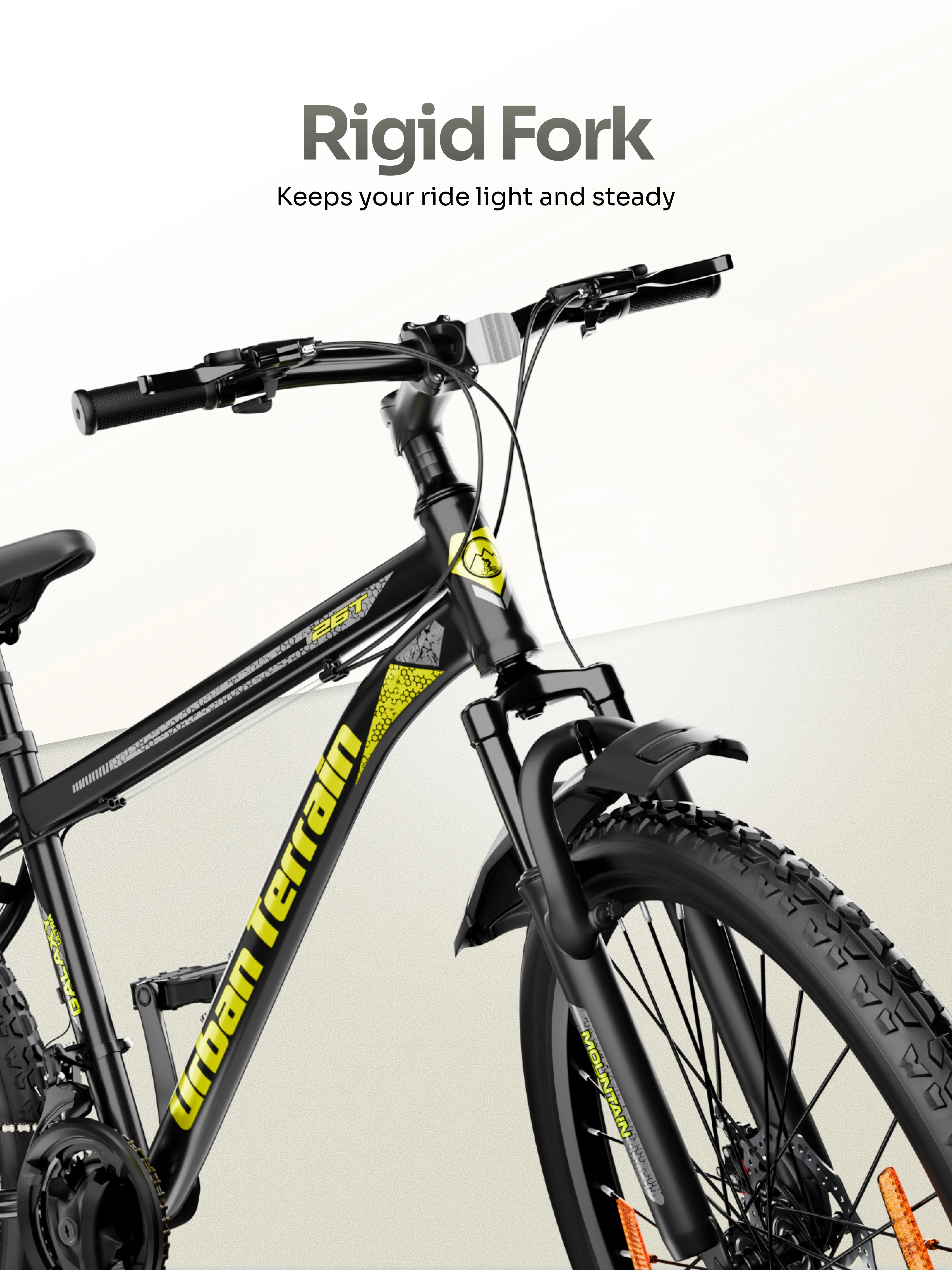 Galaxy Ultra Mountain Bike Steel 21 Speed Cycle 26 inch Tyre, Green With Front Suspension, Single Wall Rim and Dual Disc Brakes Ideal For 5 ft to 5.7 ft - Image 5