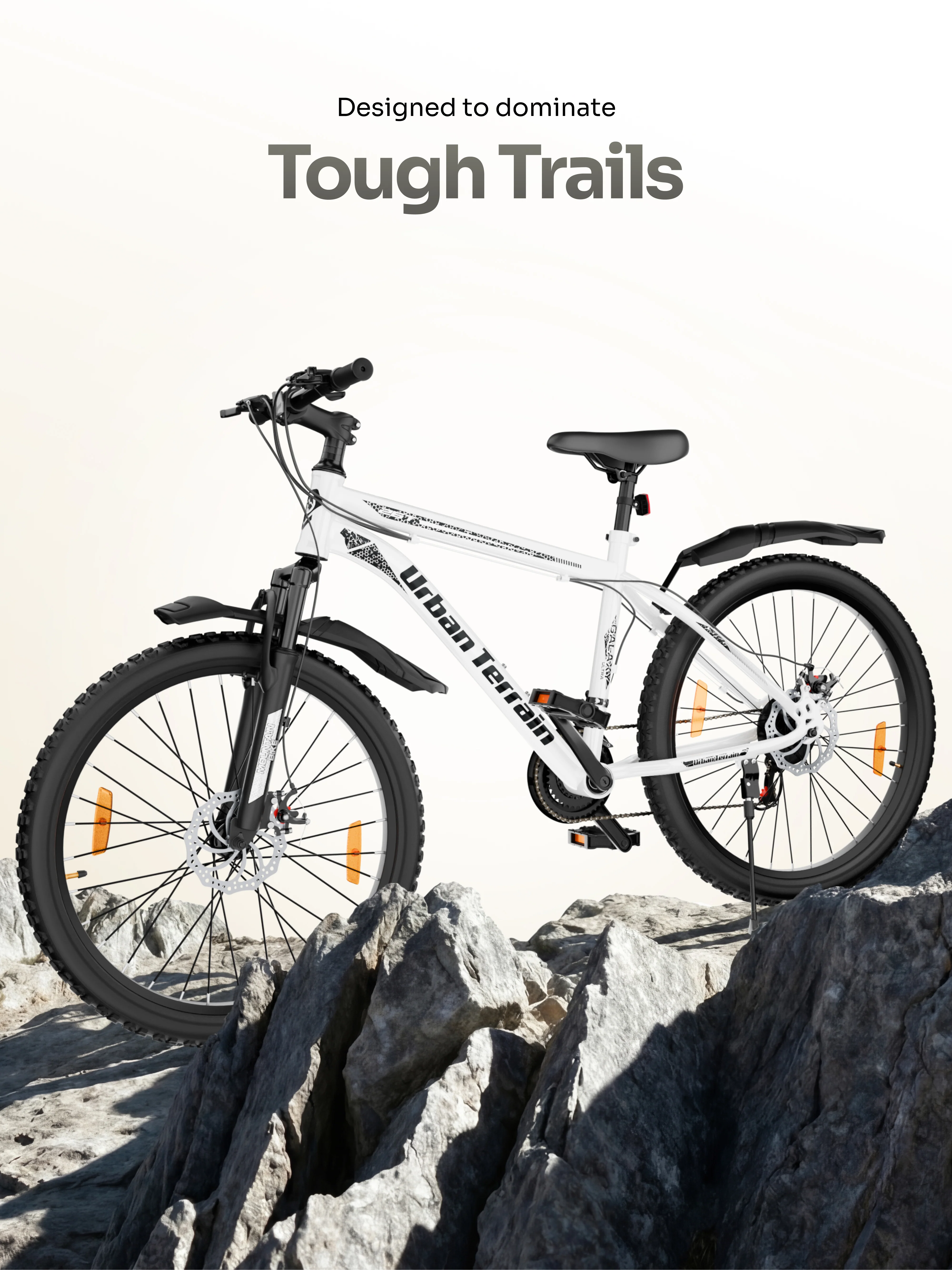 Galaxy Ultra Mountain Bike Steel 21 Speed Cycle 26 inch Tyre, White With Front Suspension, Single Wall Rim and Dual Disc Brakes Ideal For 5 ft to 5.7 ft - Image 2