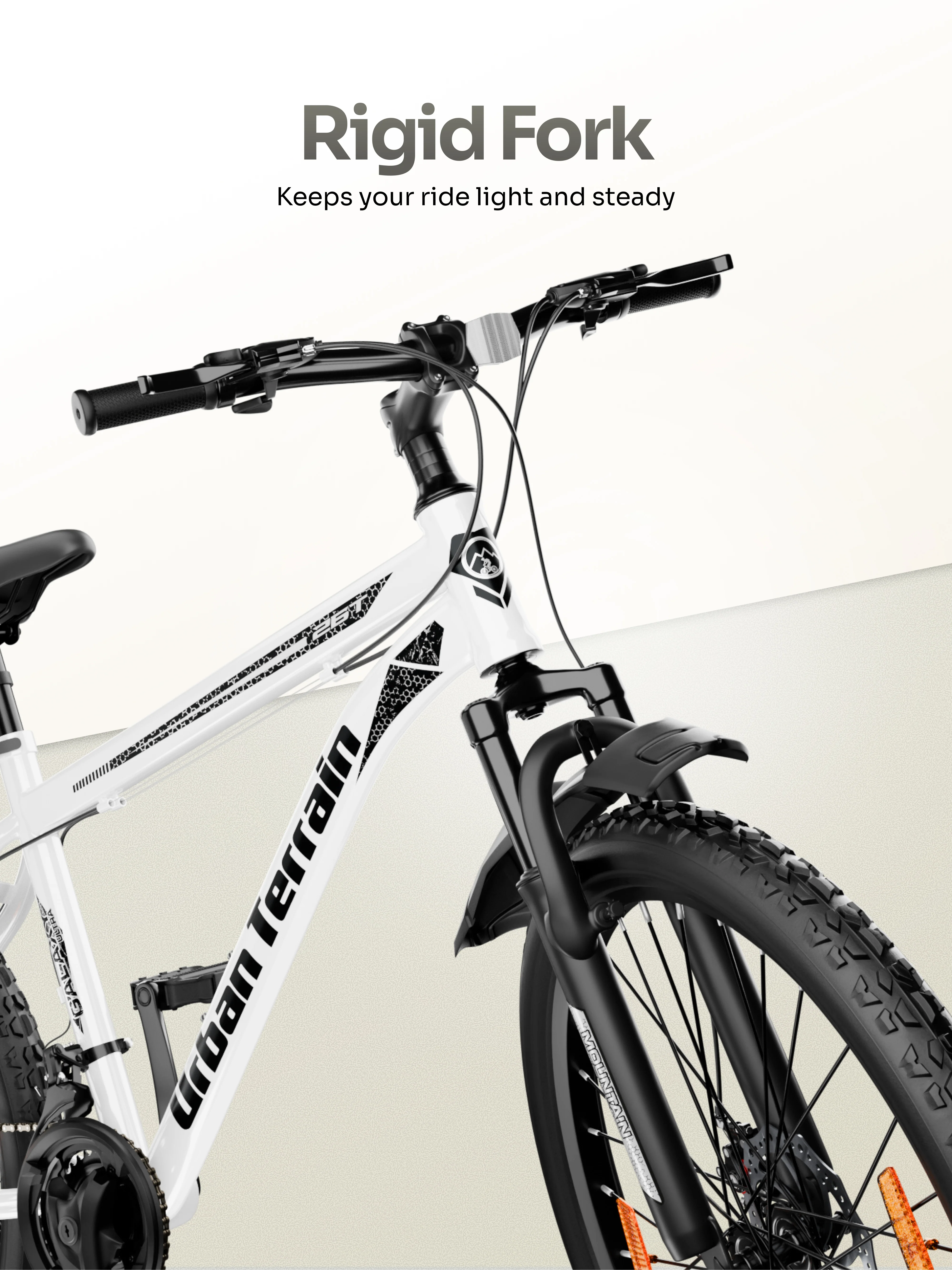 Galaxy Ultra Mountain Bike Steel 21 Speed Cycle 26 inch Tyre, White With Front Suspension, Single Wall Rim and Dual Disc Brakes Ideal For 5 ft to 5.7 ft - Image 5