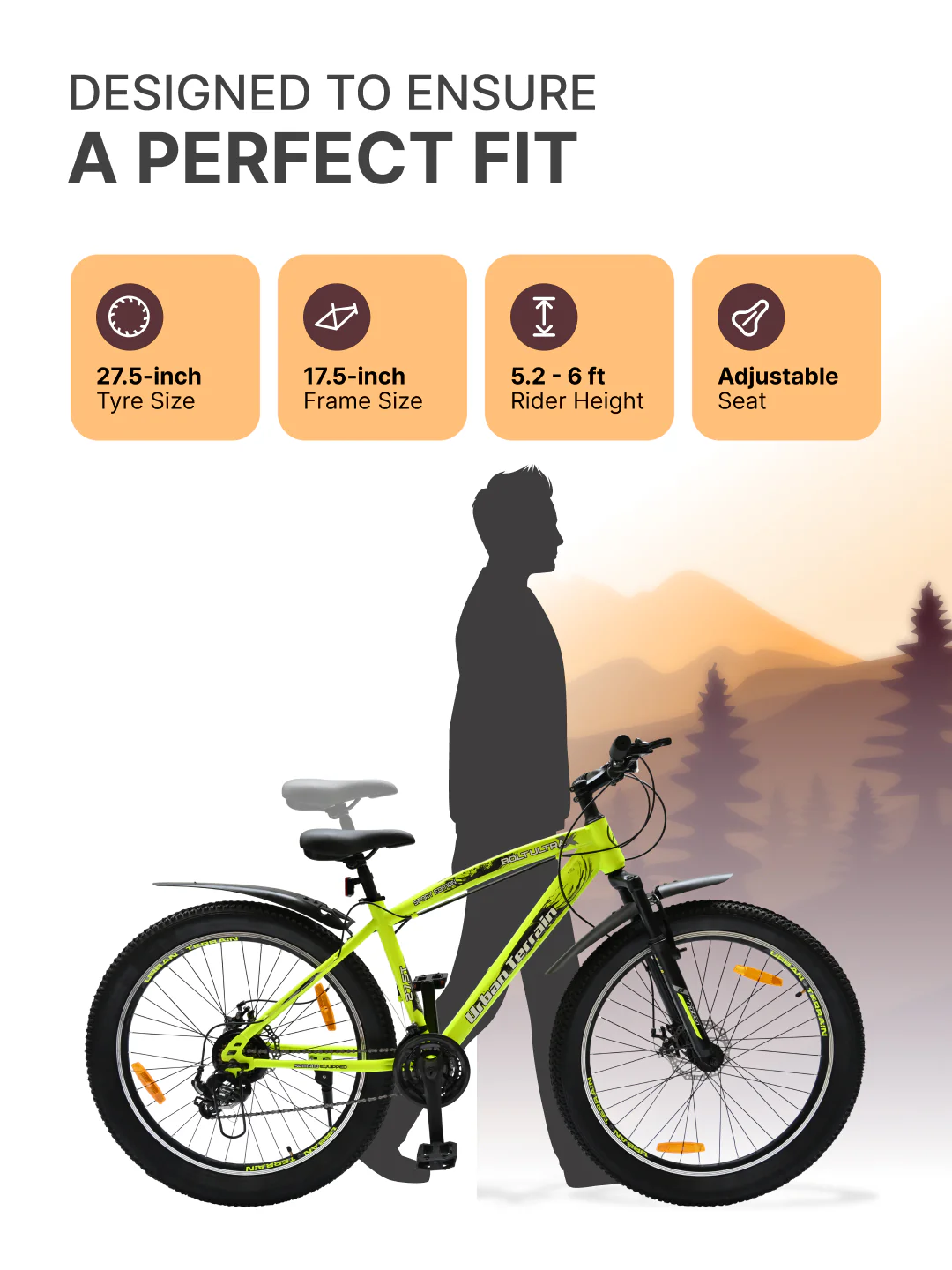 Bolt Ultra Mountain Bike Steel 21 Speed Cycle 27.5 inch Tyre, Green With Front Suspension, Double Wall Rim and Dual Disc Brakes, Ideal For 5.2 ft to 6 ft - Image 6