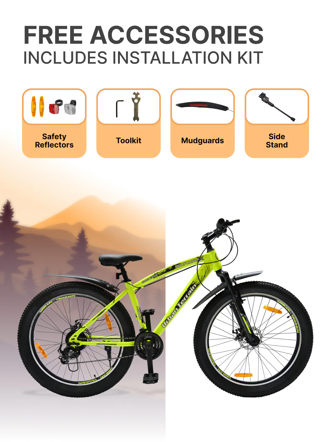 Bolt Ultra Mountain Bike Steel 21 Speed Cycle 27.5 inch Tyre, Green With Front Suspension, Double Wall Rim and Dual Disc Brakes, Ideal For 5.2 ft to 6 ft - Image 7