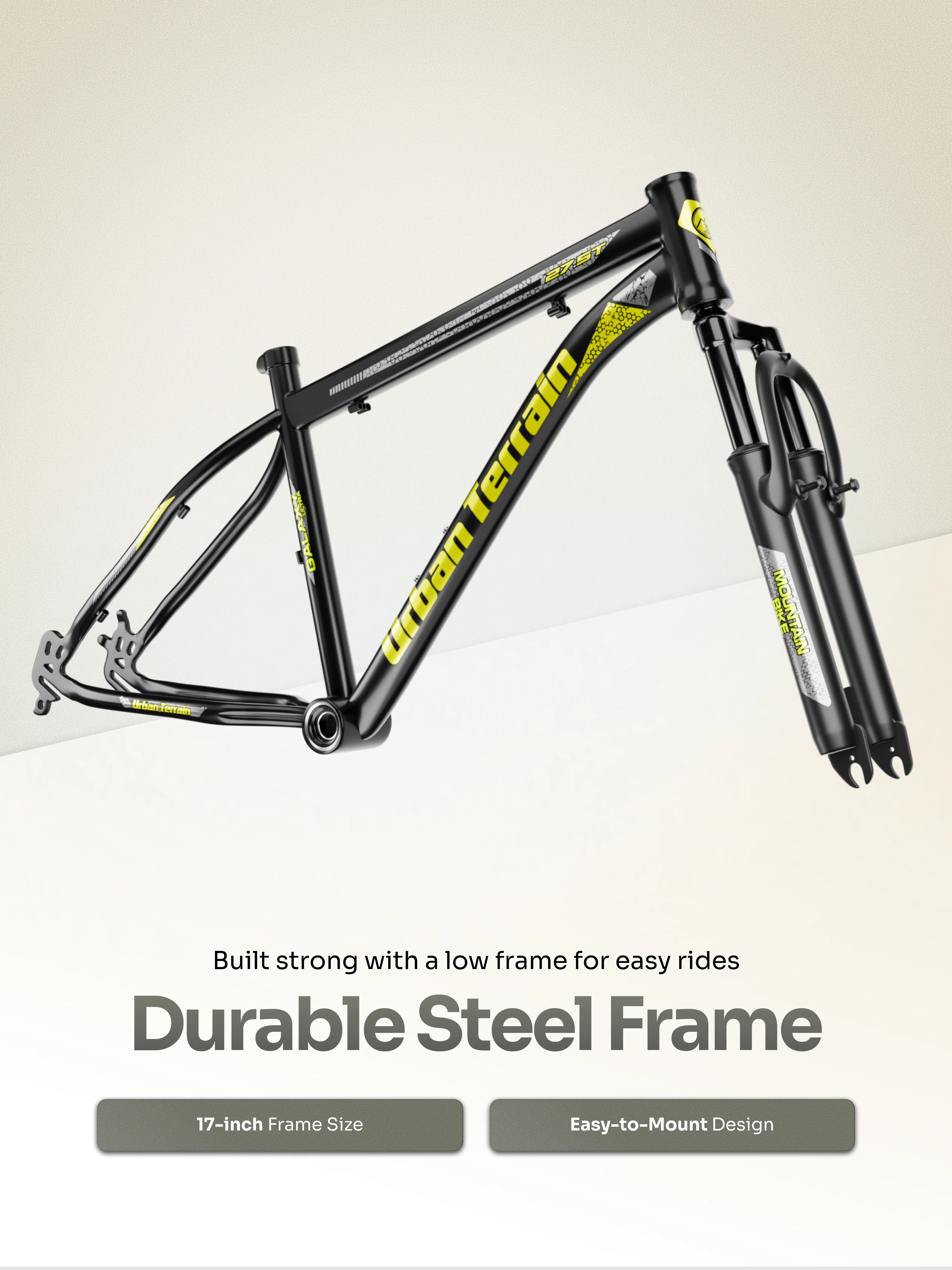 Galaxy Ultra Mountain Bike Steel 21 Speed Cycle 27.5 inch Tyre, Green With Front Suspension, Single Wall Rim and Dual Disc Brakes Ideal For 5.2 ft - Image 6