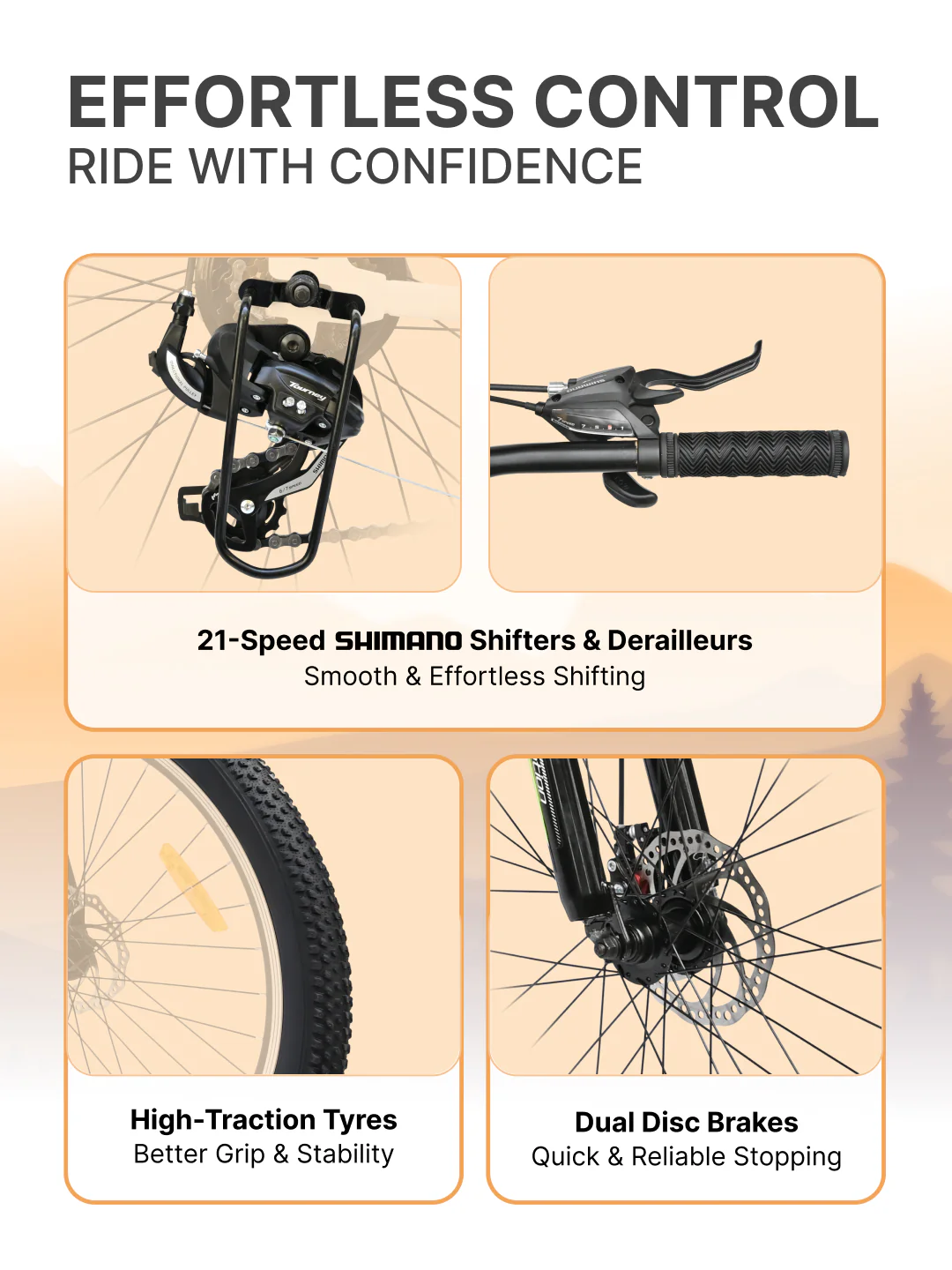 Bolt Ultra Mountain Bike Steel 21 Speed Cycle 27.5 inch Tyre, Grey With Front Suspension, Double Wall Rim and Dual Disc Brakes, Ideal For 5.2 ft to 6 ft - Image 3