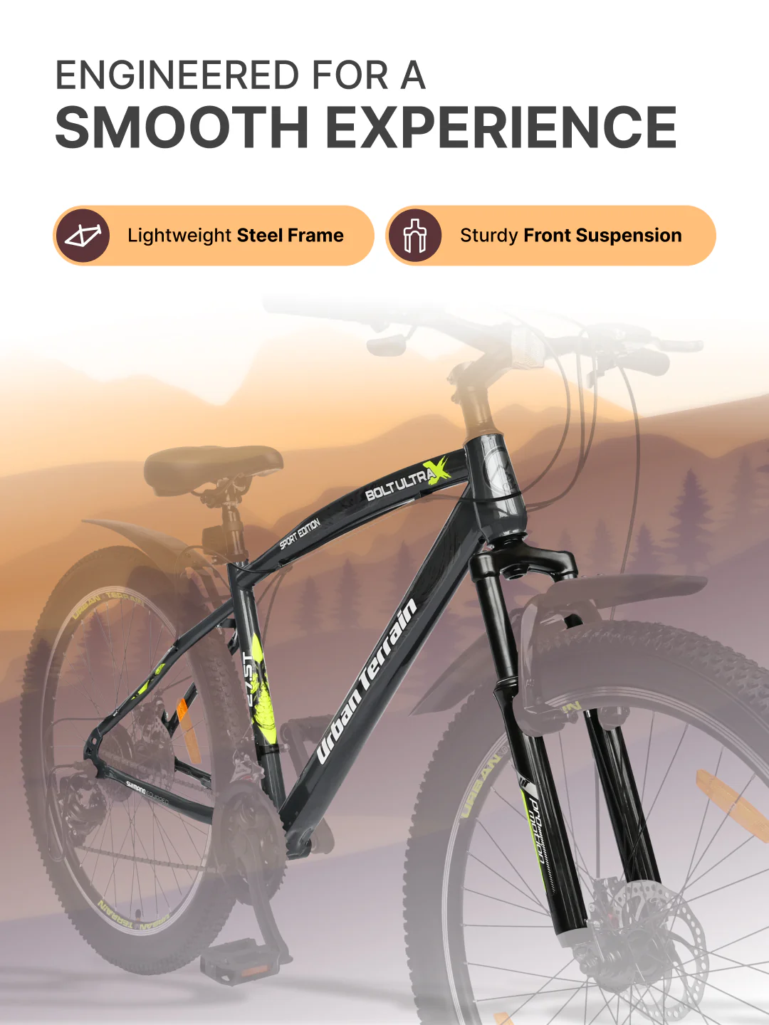 Bolt Ultra Mountain Bike Steel 21 Speed Cycle 27.5 inch Tyre, Grey With Front Suspension, Double Wall Rim and Dual Disc Brakes, Ideal For 5.2 ft to 6 ft - Image 4