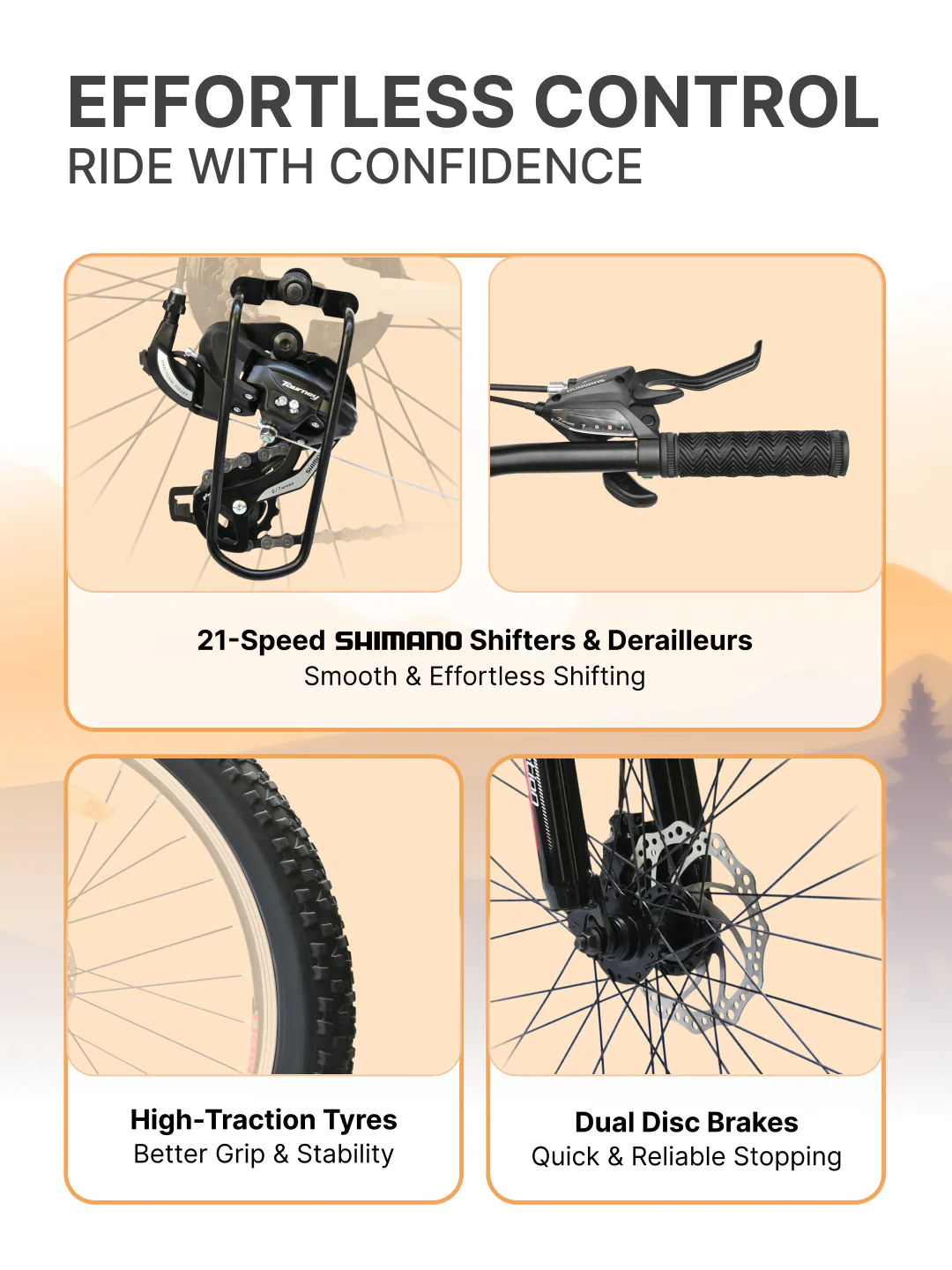 Bolt Ultra Mountain Bike Steel 21 Speed Cycle 27.5 inch Tyre, White With Front Suspension, Double Wall Rim and Dual Disc Brakes, Ideal For 5.2 ft to 6 ft - Image 3