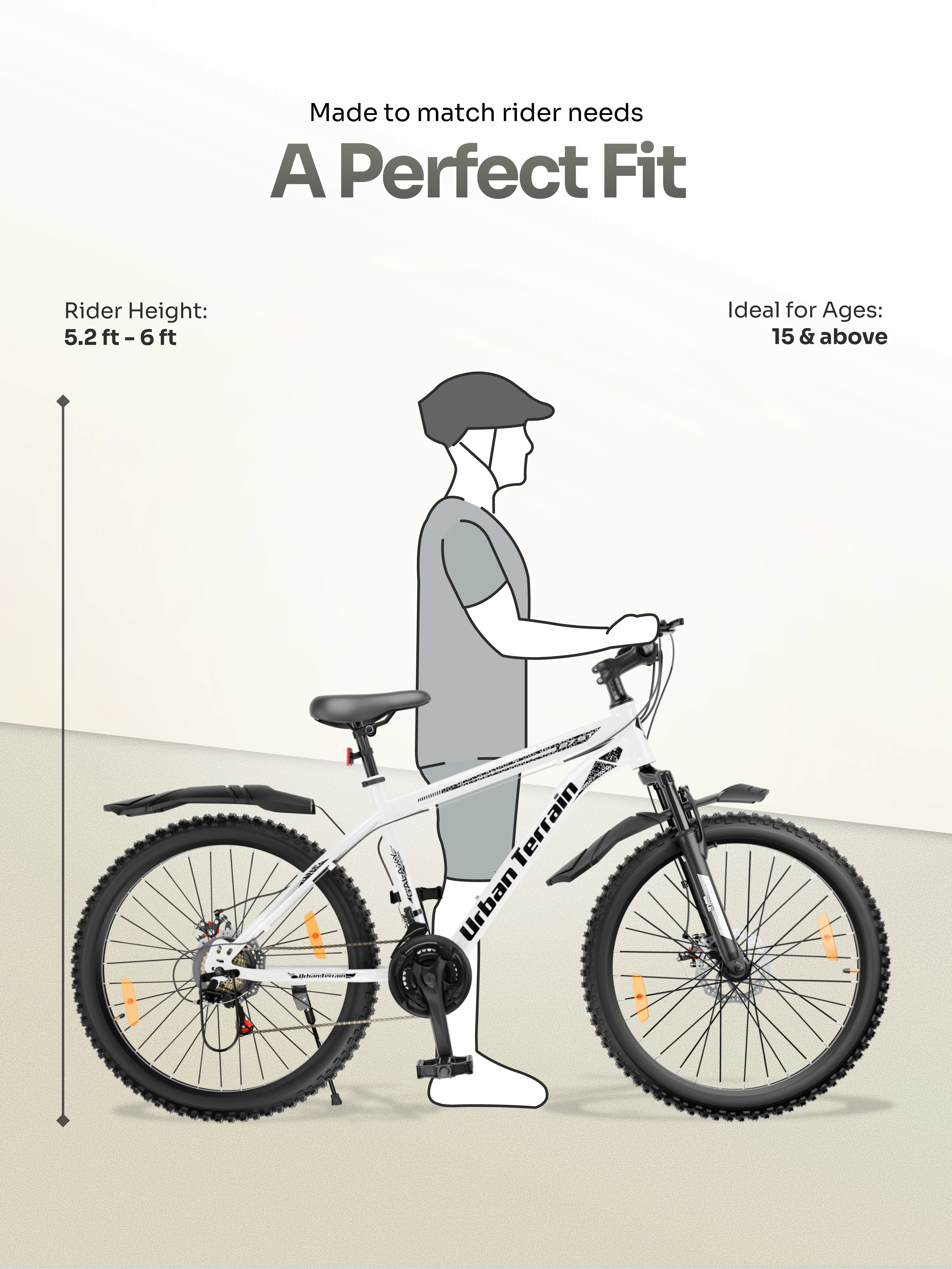 Galaxy Ultra Mountain Bike Steel 21 Speed Cycle 27.5 inch Tyre, White With Front Suspension, Single Wall Rim and Dual Disc Brakes Ideal For 5.2 ft to 6 ft - Image 9