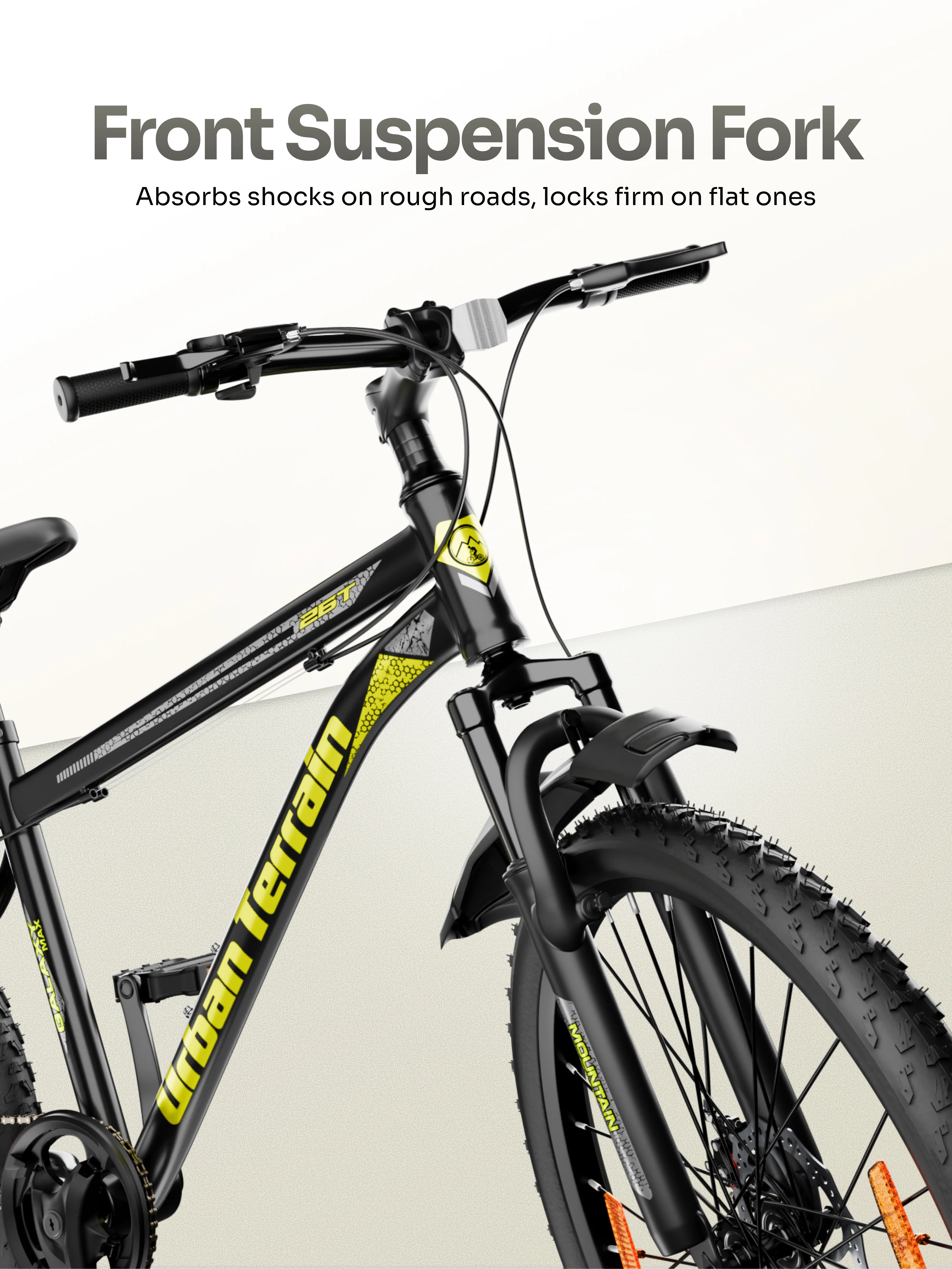 Galaxy Max Mountain Bike Steel 7 Speed Cycle 26 inch Tyre, Green With Front Suspension, Single Wall Rim and Dual Disc Brakes Ideal For 5 ft to 5.7 ft, Free Trainer Sessions and Cycling Event - Image 5