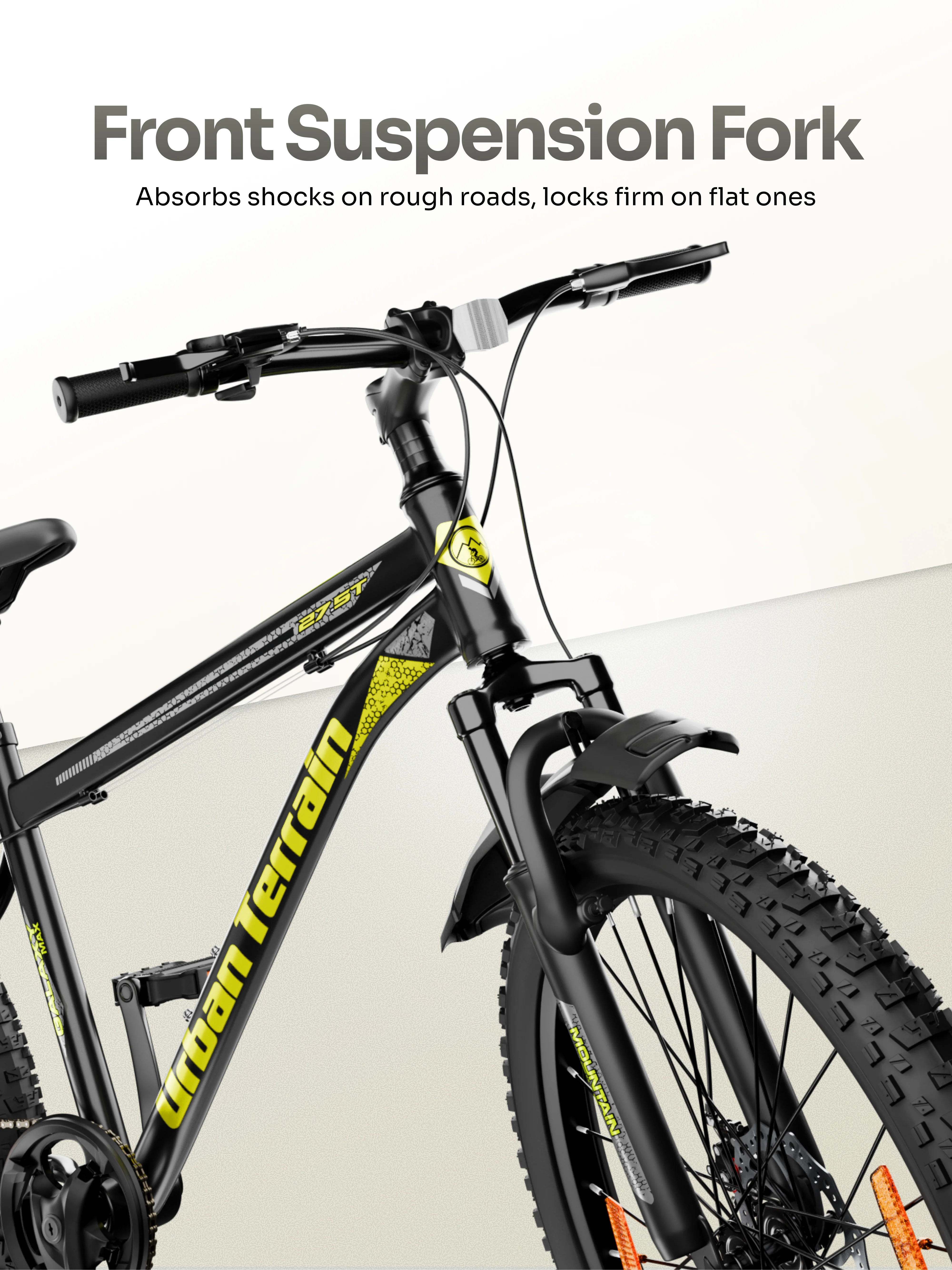Galaxy Max Mountain Bike Steel 7 Speed Cycle 27.5 inch Tyre, Green With Front Suspension, Single Wall Rim and Dual Disc Brakes Ideal For 5.2 ft to 6 ft - Image 5