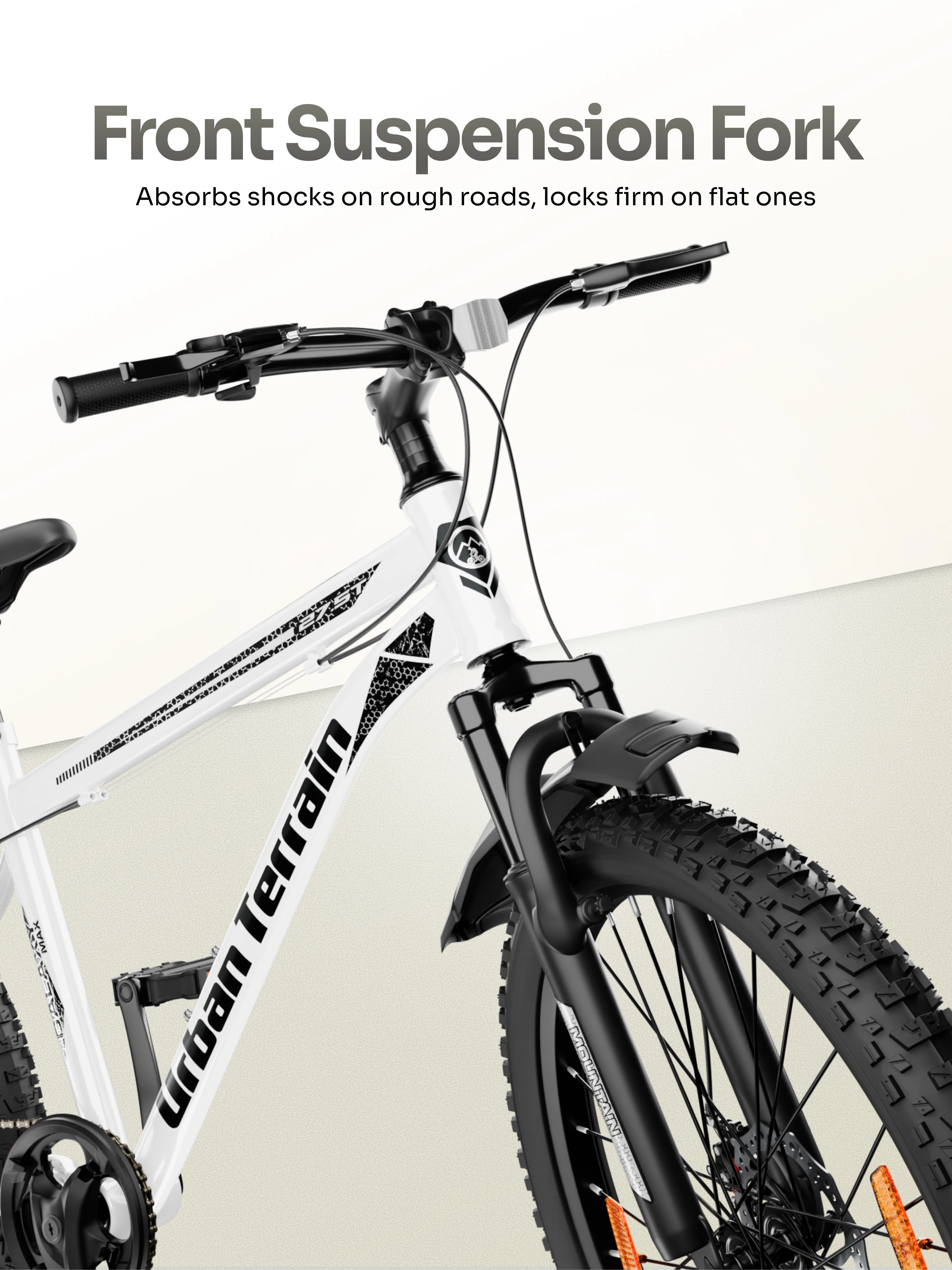 Galaxy Max Mountain Bike Steel 7 Speed Cycle 27.5 inch Tyre, White With Front Suspension, Single Wall Rim and Dual Disc Brakes Ideal For 5.2 ft to 6 ft - Image 5