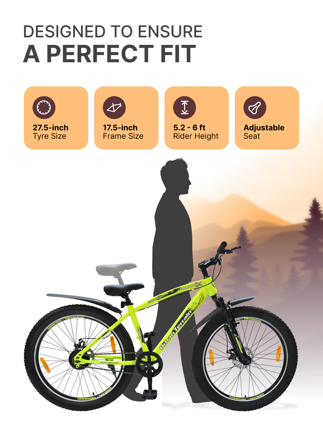 Bolt Pro Mountain Bike Steel Single Speed Cycle 27.5 inch Tyre with Dual Disc Brakes, Front Suspension, Double Wall Alloy Rim, Green - Image 5