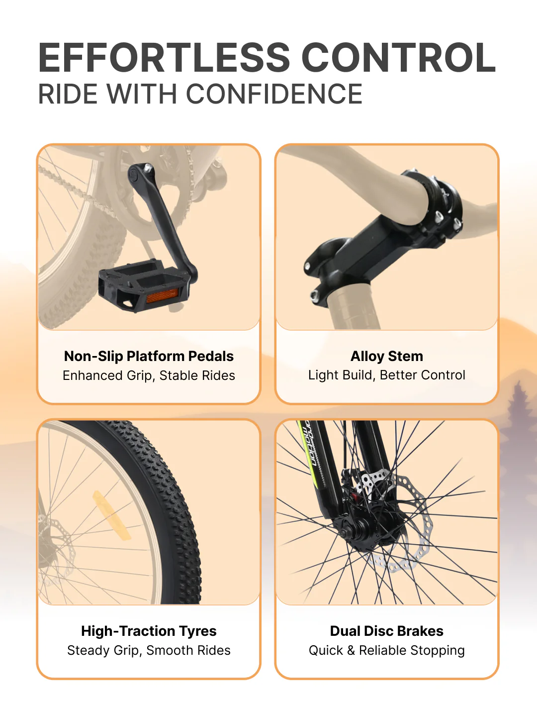 Bolt Pro Mountain Bike Steel Single Speed 27.5 inch Tyre with Dual Disc Brakes, Front Suspension, Double Wall Alloy Rim, Grey - Image 3