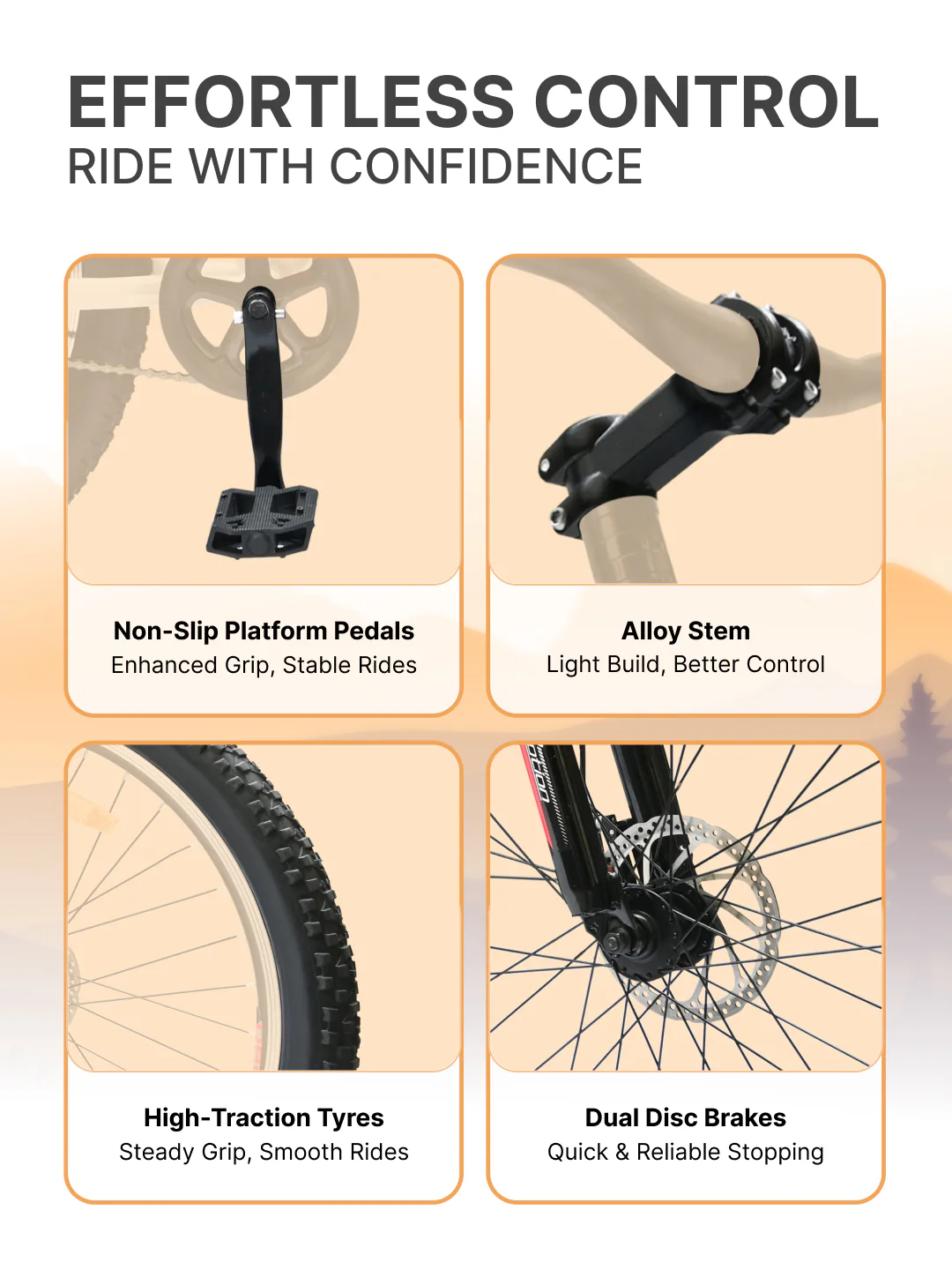 Bolt Pro Mountain Bike Steel Single Speed 27.5 inch Tyre with Dual Disc Brakes, Front Suspension, Double Wall Alloy Rim, White - Image 3