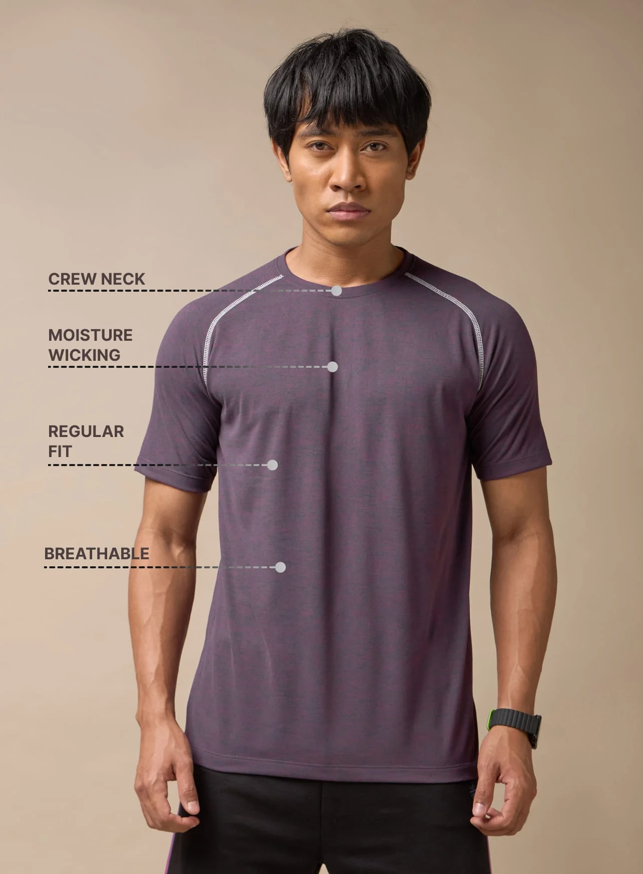 Men's Muscle Flex Purple Comfortech T-shirt - Image 3
