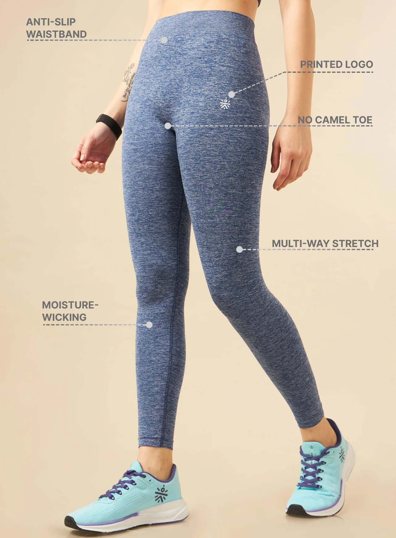 Navy Seamless Sports Tights - Image 5