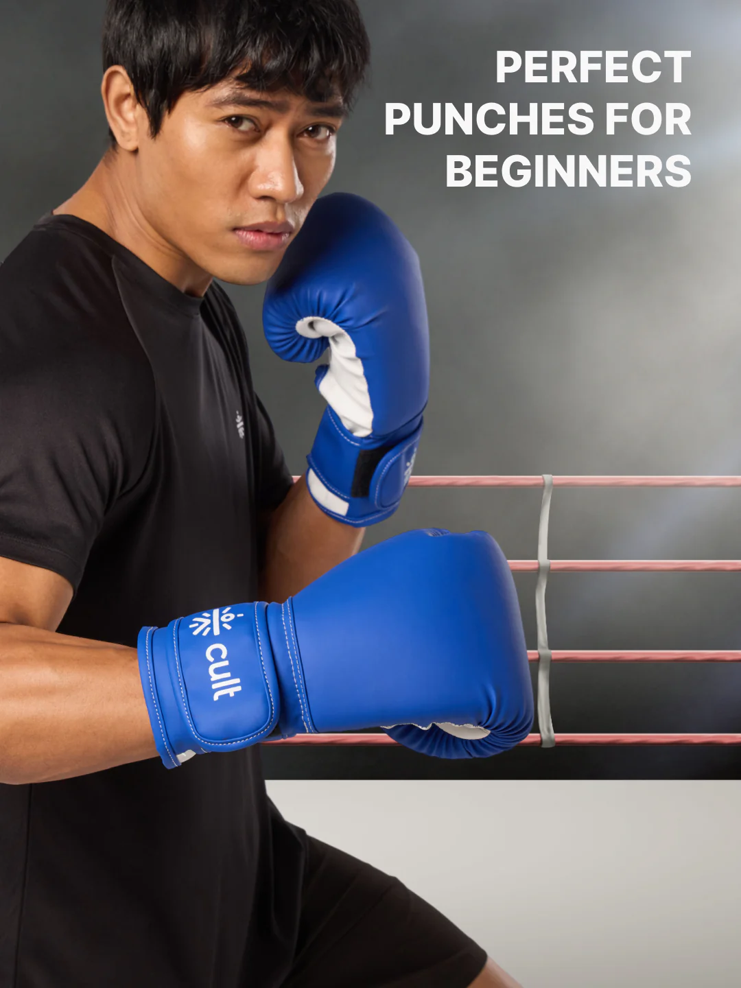 cult Neo PU Boxing Gloves for Men & Women Foam Padding Thickness 25mm Punching Bag Gloves for Boxing, Training, Kickboxing, Muay Thai, MMA Blue & White - Image 2