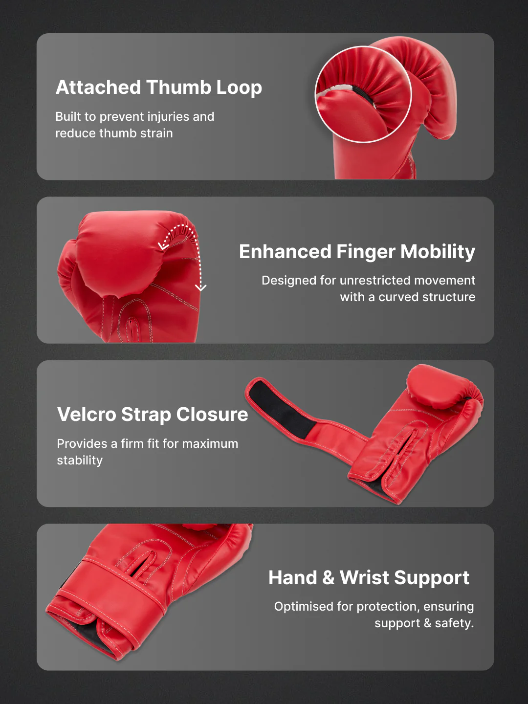 cult Neo PU Boxing Gloves for Men & Women Foam Padding Thickness 25mm Punching Bag Gloves for Boxing, Training, Kickboxing, Muay Thai, MMA Red - Image 4