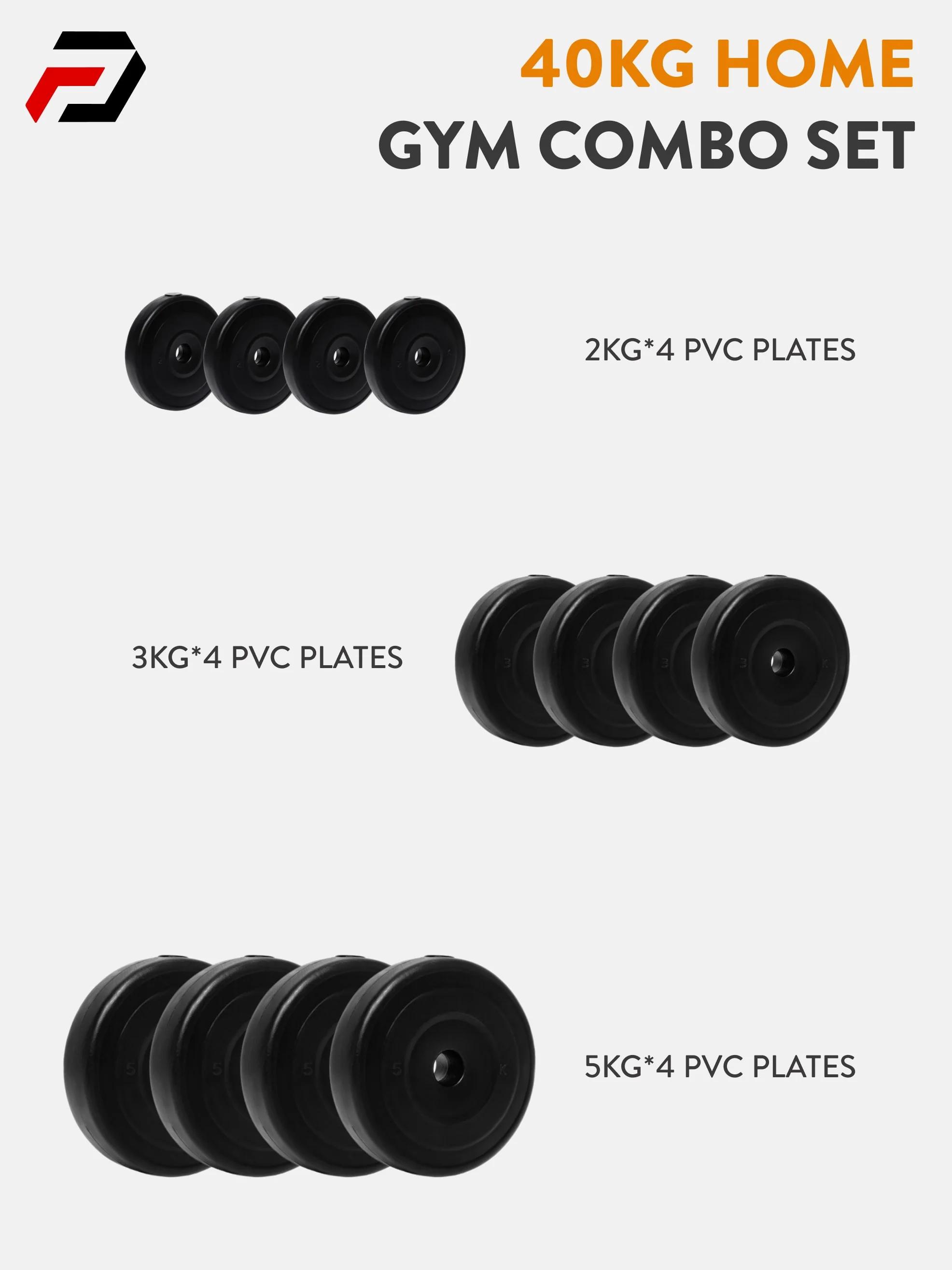 40 kg PVC Curl, Straight Rod Home Gym Combo - Image 2