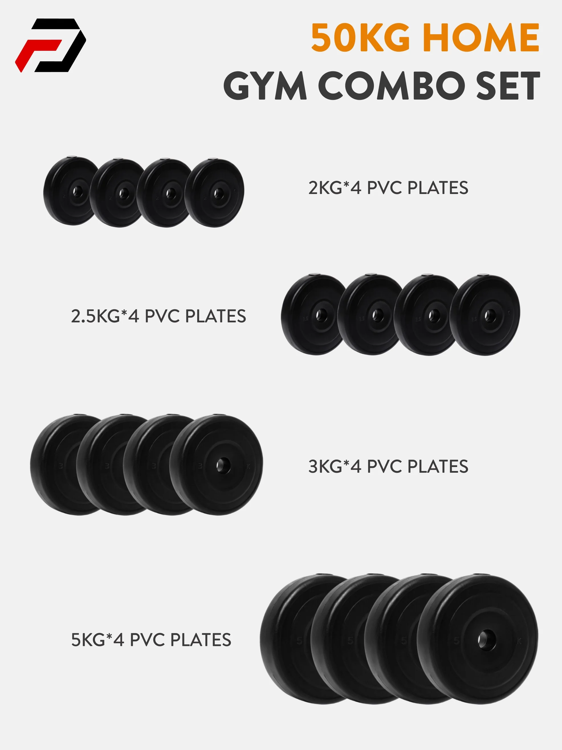 50 kg PVC Curl, Straight Rod Home Gym Combo - Image 3