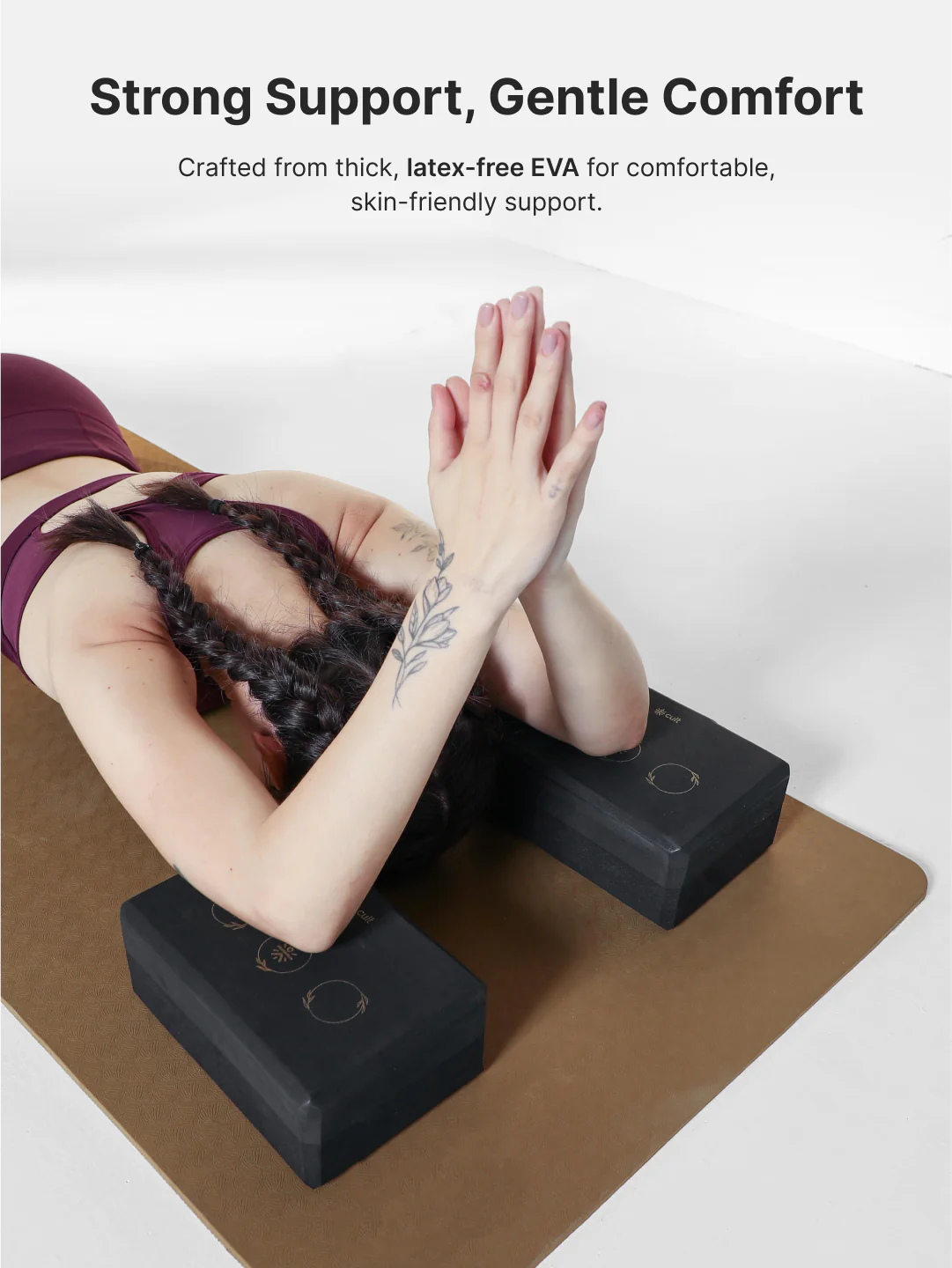 Pack of 2 EVA Yoga Blocks 80mm Black  Non-Toxic, Anti-Skid & Durable - Image 4