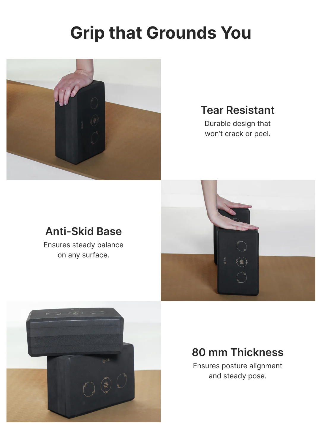 Pack of 2 EVA Yoga Blocks 80mm Black  Non-Toxic, Anti-Skid & Durable - Image 5