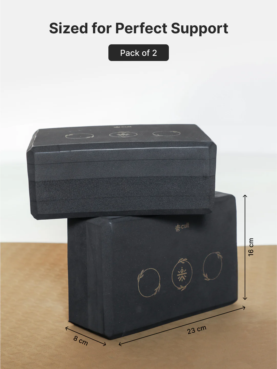 Pack of 2 EVA Yoga Blocks 80mm Black  Non-Toxic, Anti-Skid & Durable - Image 8