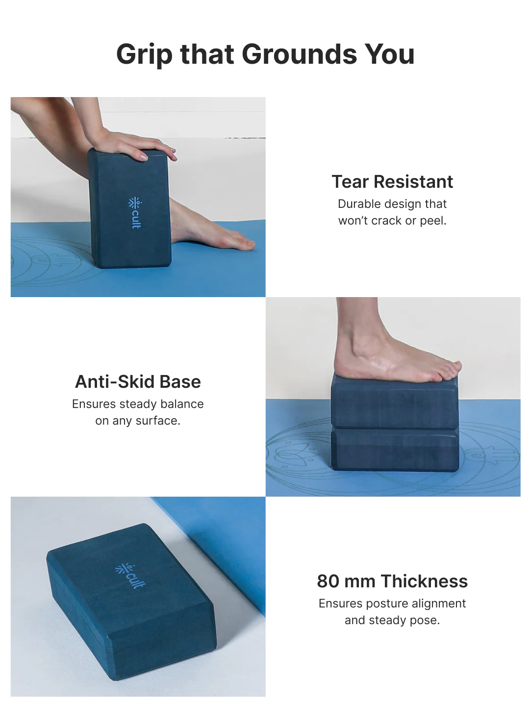 Pack of 2 EVA Yoga Blocks 80mm Blue  Non-Toxic, Anti-Skid & Durable - Image 5