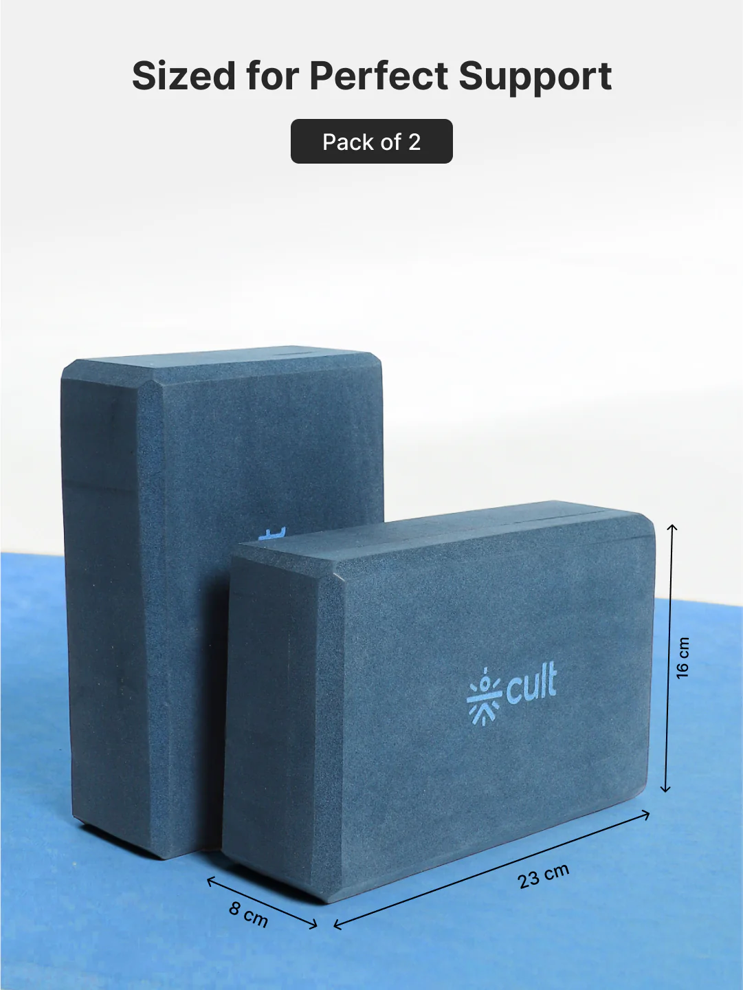 Pack of 2 EVA Yoga Blocks 80mm Blue  Non-Toxic, Anti-Skid & Durable - Image 8