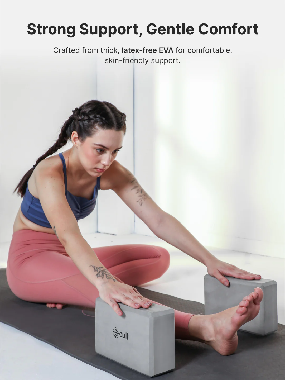 Pack of 2 EVA Yoga Blocks 80mm Dark Grey  Non-Toxic, Anti-Skid & Durable - Image 4