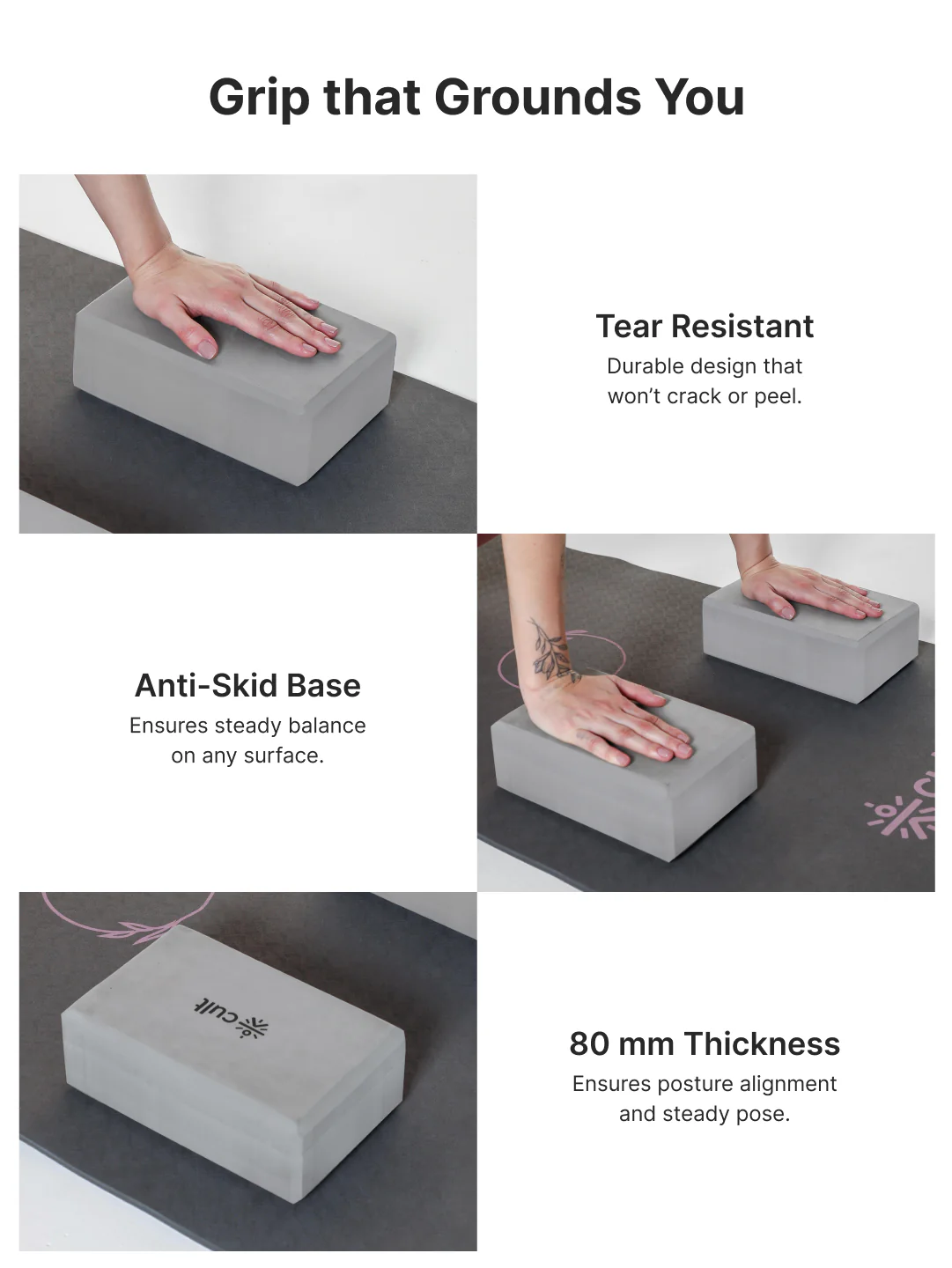Pack of 2 EVA Yoga Blocks 80mm Dark Grey  Non-Toxic, Anti-Skid & Durable - Image 5
