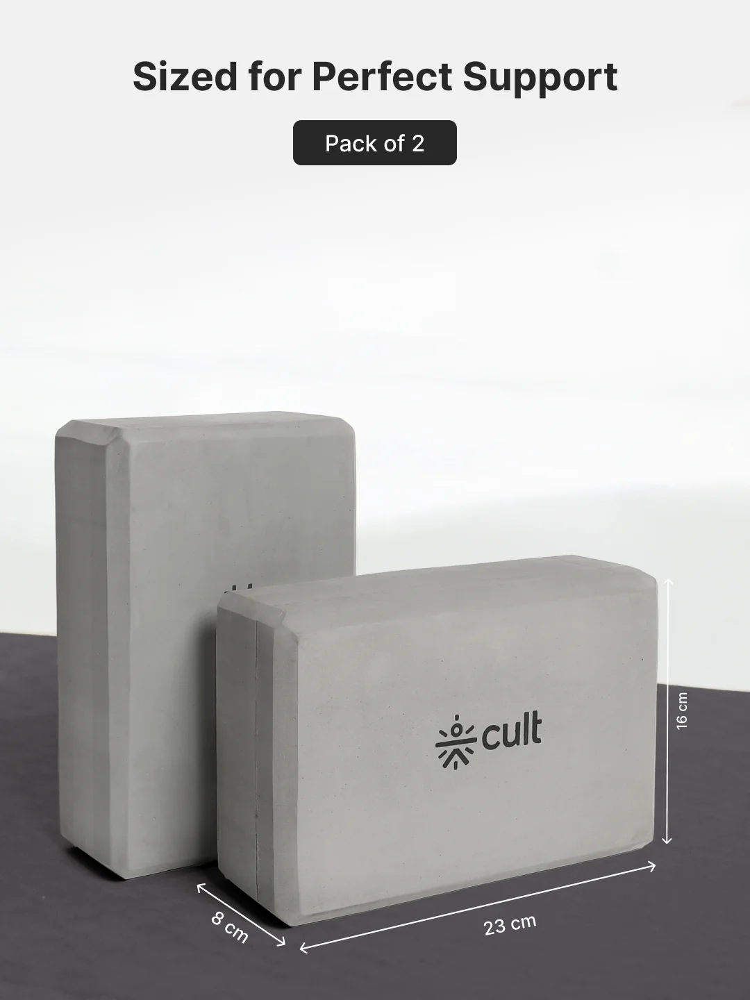 Pack of 2 EVA Yoga Blocks 80mm Dark Grey  Non-Toxic, Anti-Skid & Durable - Image 8