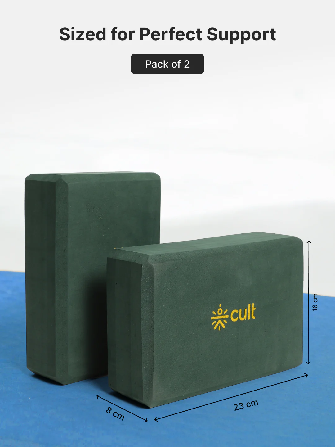 Pack of 2 EVA Yoga Blocks 80mm Green Non-Toxic, Anti-Skid & Durable - Image 7