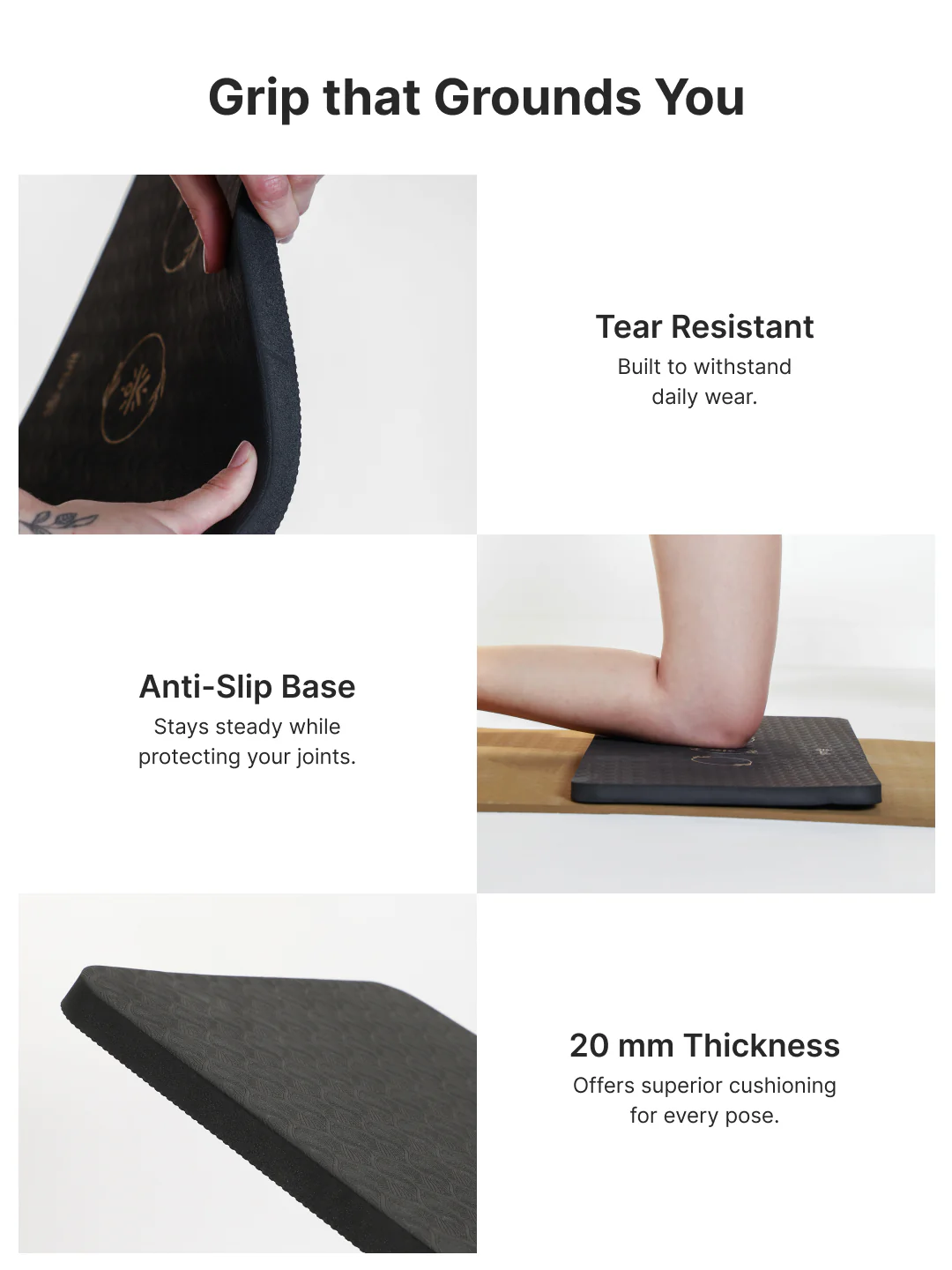Pack of 2 EVA Yoga Knee Pads 20mm Black  Non-Toxic, Anti-Skid & Durable - Image 4