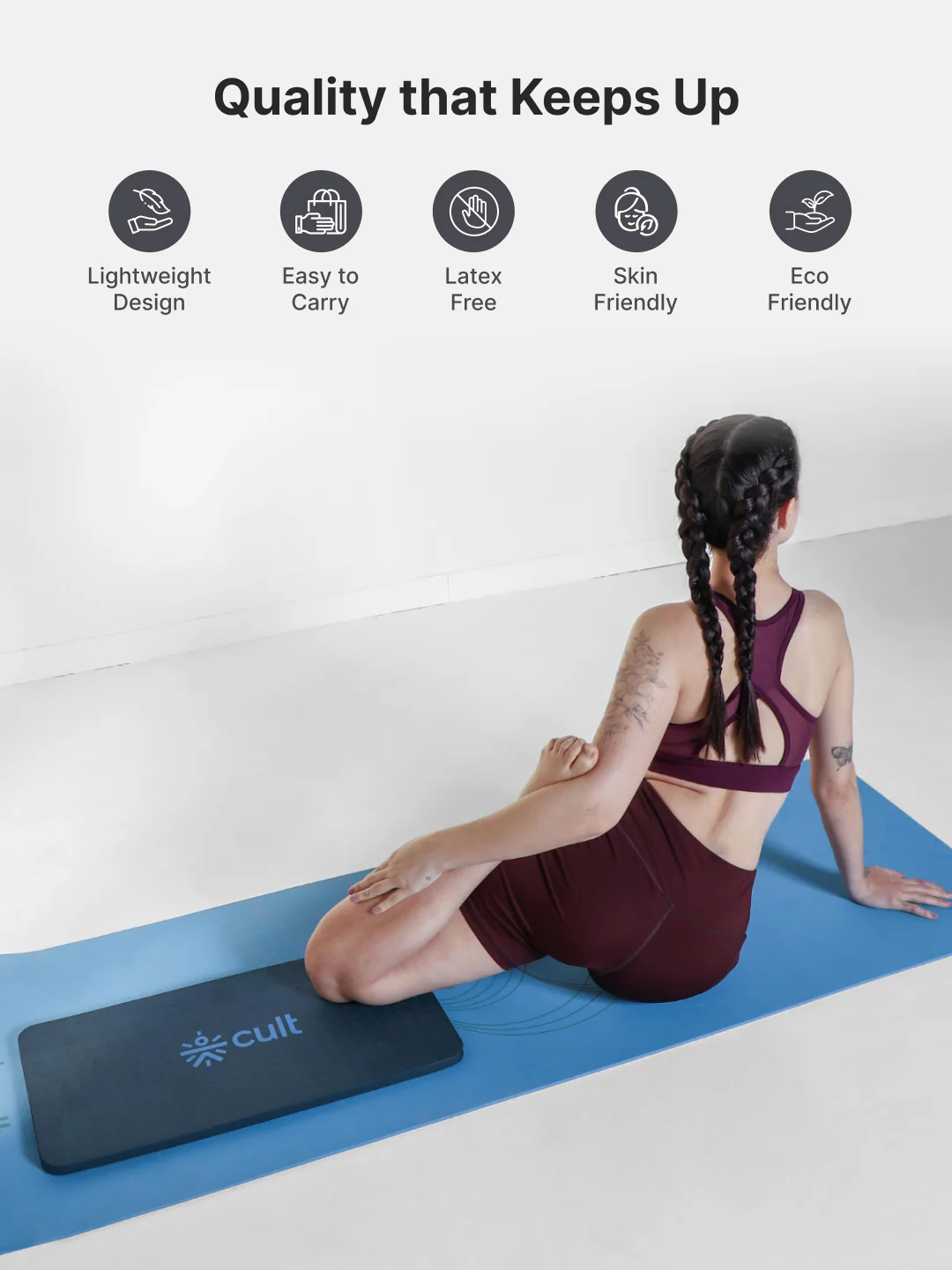 Pack of 2 EVA Yoga Knee Pads 20mm Blue  Non-Toxic, Anti-Skid & Durable - Image 3