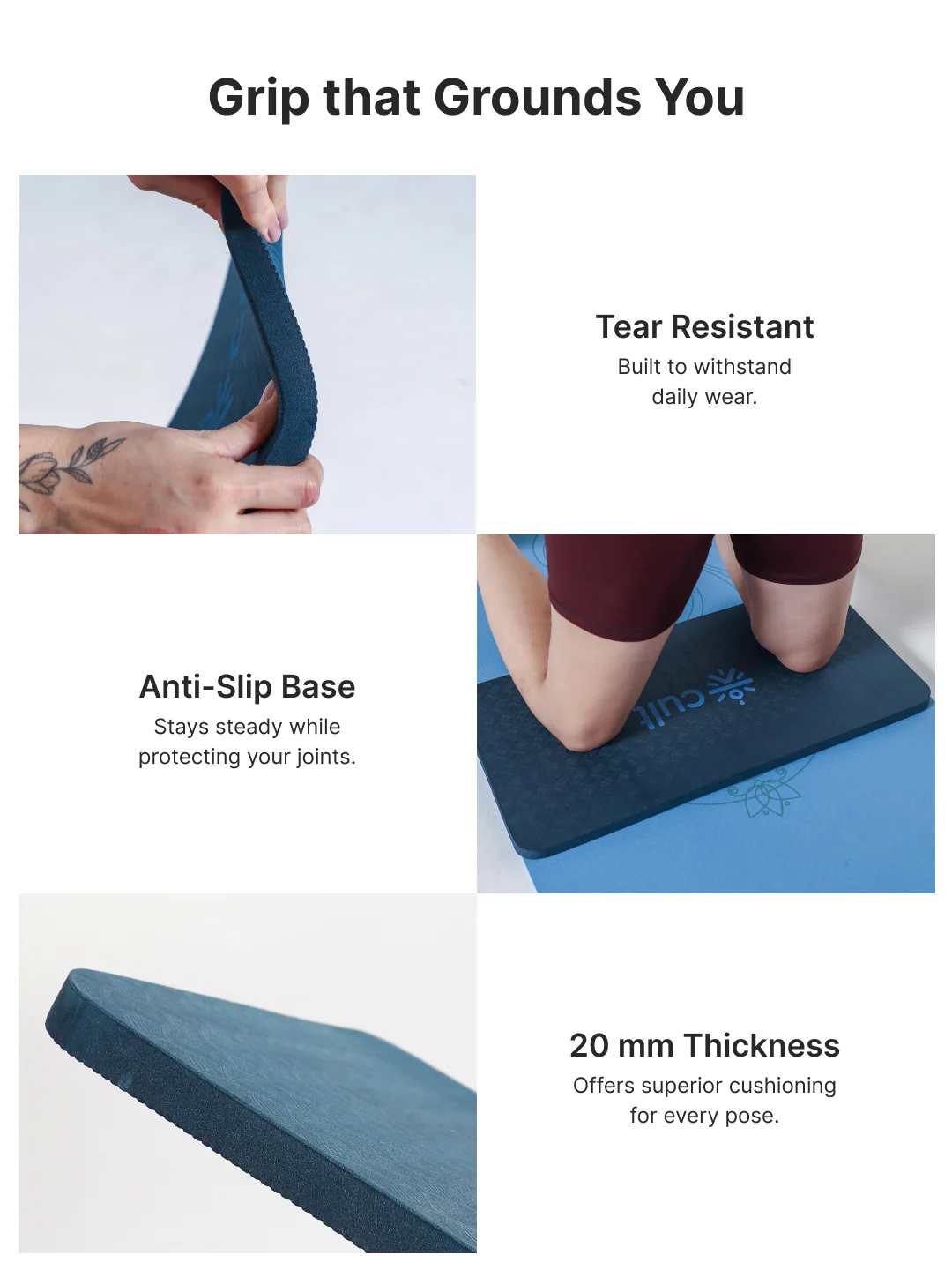 Pack of 2 EVA Yoga Knee Pads 20mm Blue  Non-Toxic, Anti-Skid & Durable - Image 4
