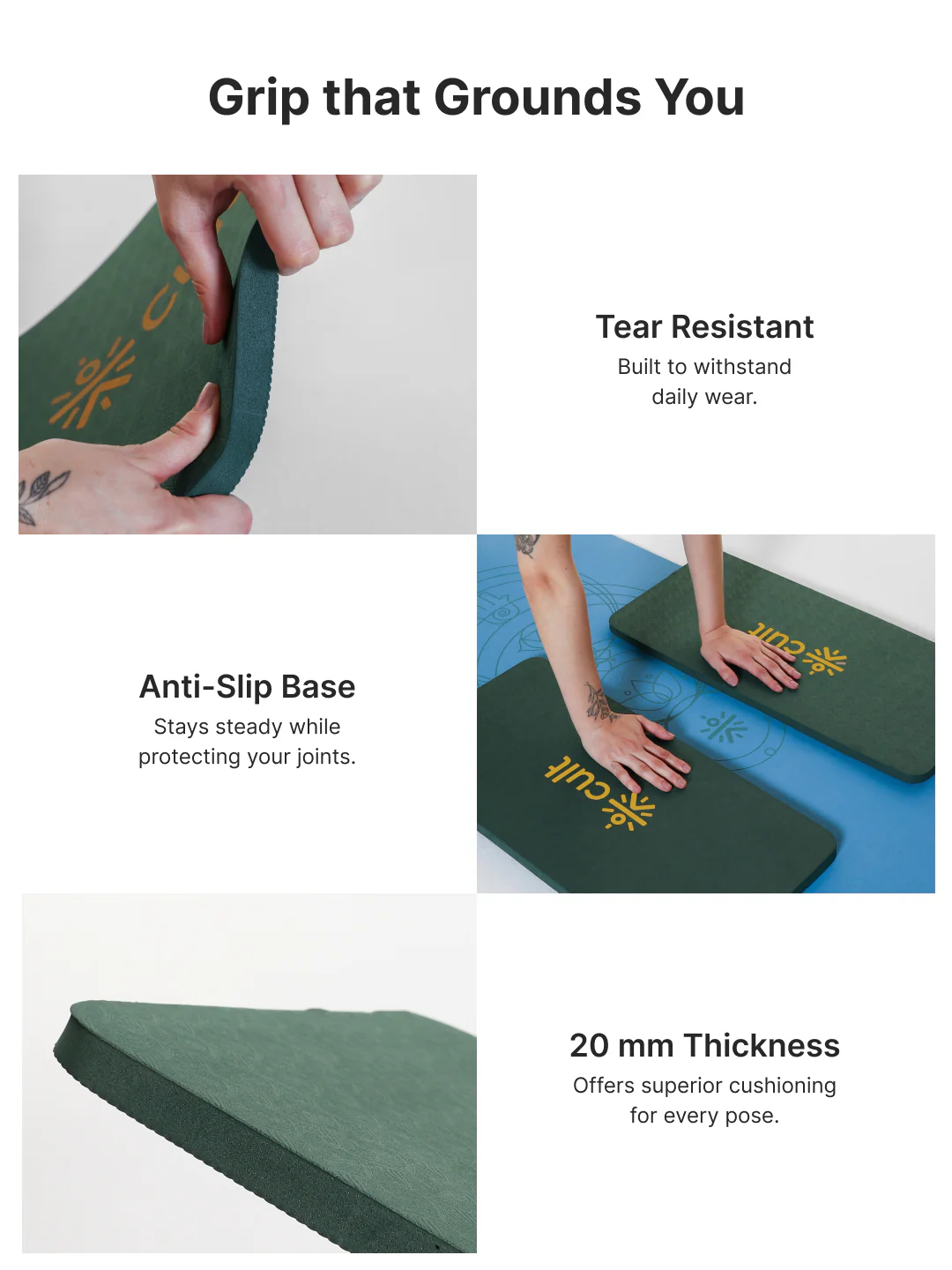 Pack of 2 EVA Yoga Knee Pads 20mm Green Non-Toxic, Anti-Skid & Durable - Image 4