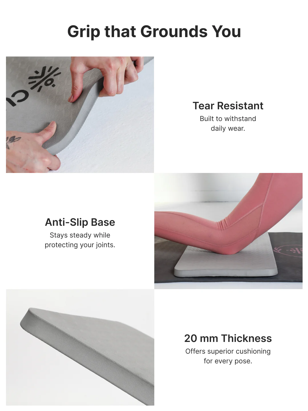 Pack of 2 EVA Yoga Knee Pads 20mm Grey  Non-Toxic, Anti-Skid & Durable - Image 4