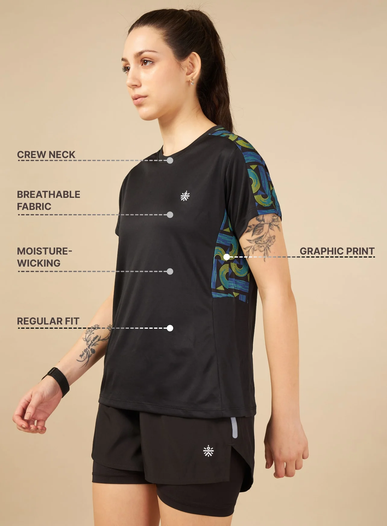 Panelled T-shirt with Sleeve Taping - Image 3