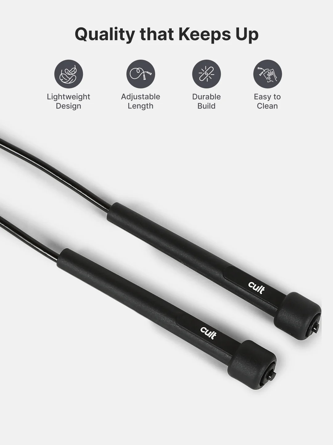 Pencil Skipping Rope for Fitness & Cardio  Adjustable, Lightweight -Black - Image 3