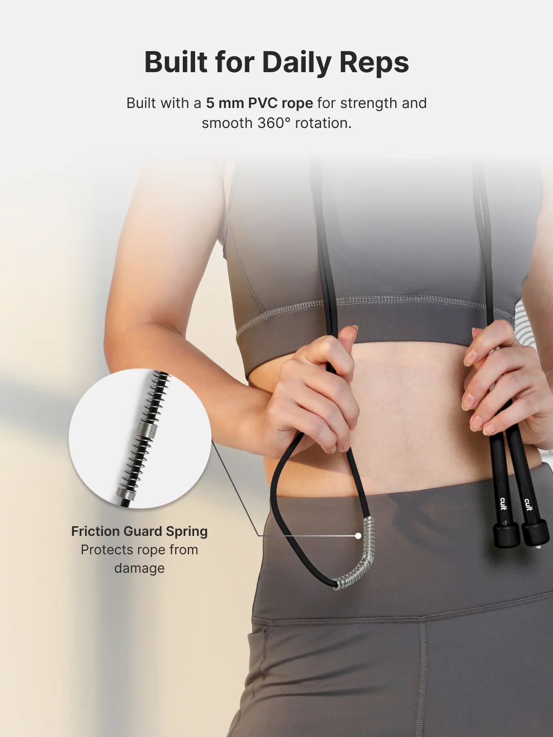 Pencil Skipping Rope for Fitness & Cardio  Adjustable, Lightweight -Black - Image 4