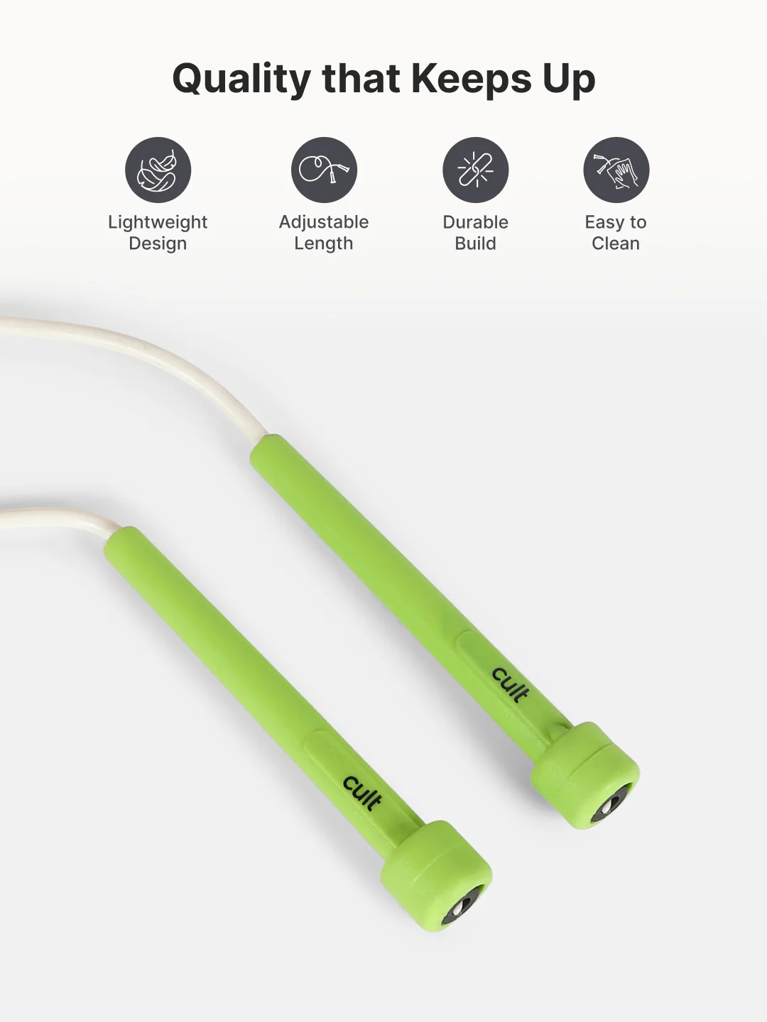 Pencil Skipping Rope for Gym & Home Exercise  Adjustable, Tangle-Free  White - Image 3