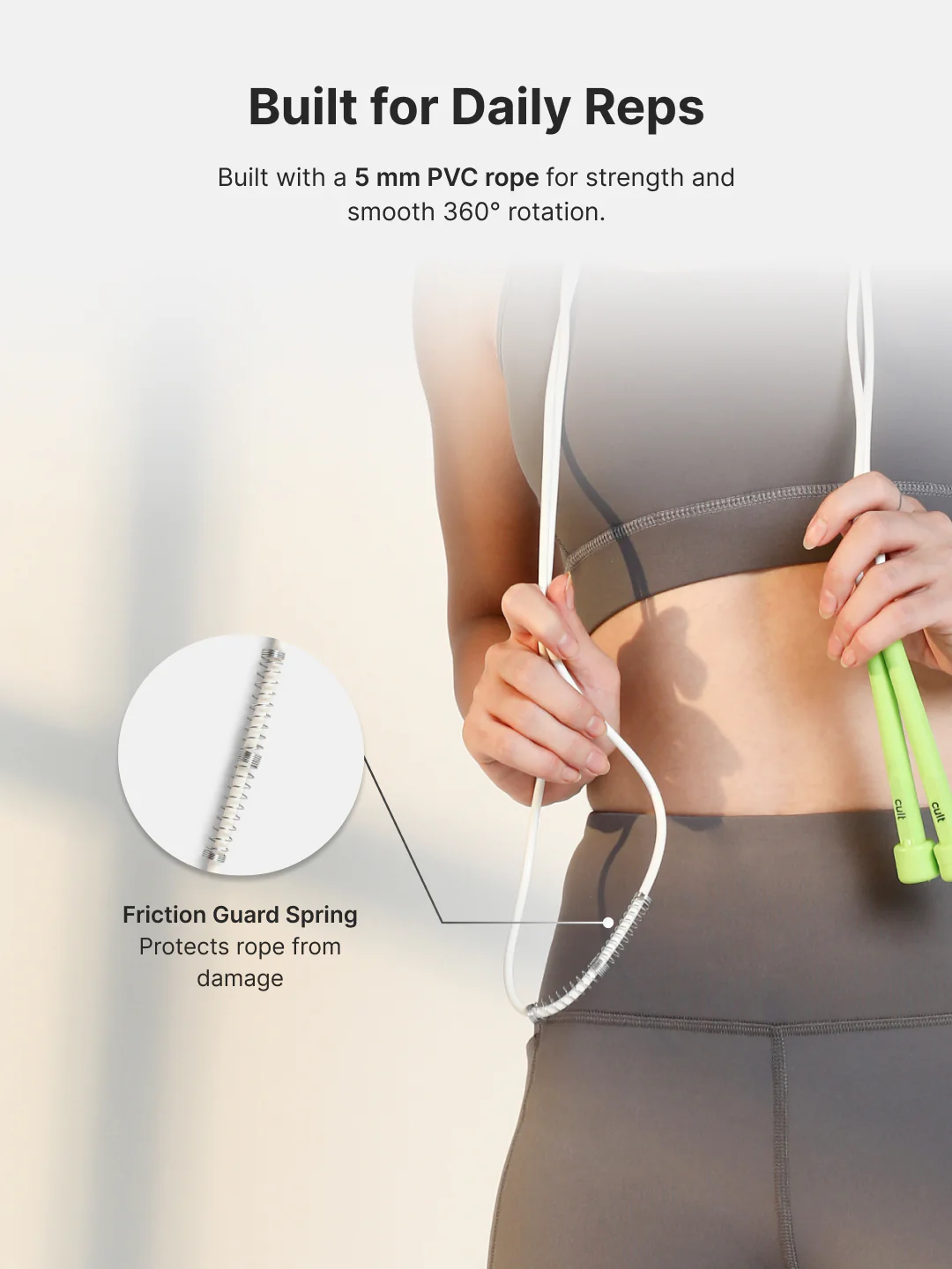 Pencil Skipping Rope for Gym & Home Exercise  Adjustable, Tangle-Free  White - Image 4