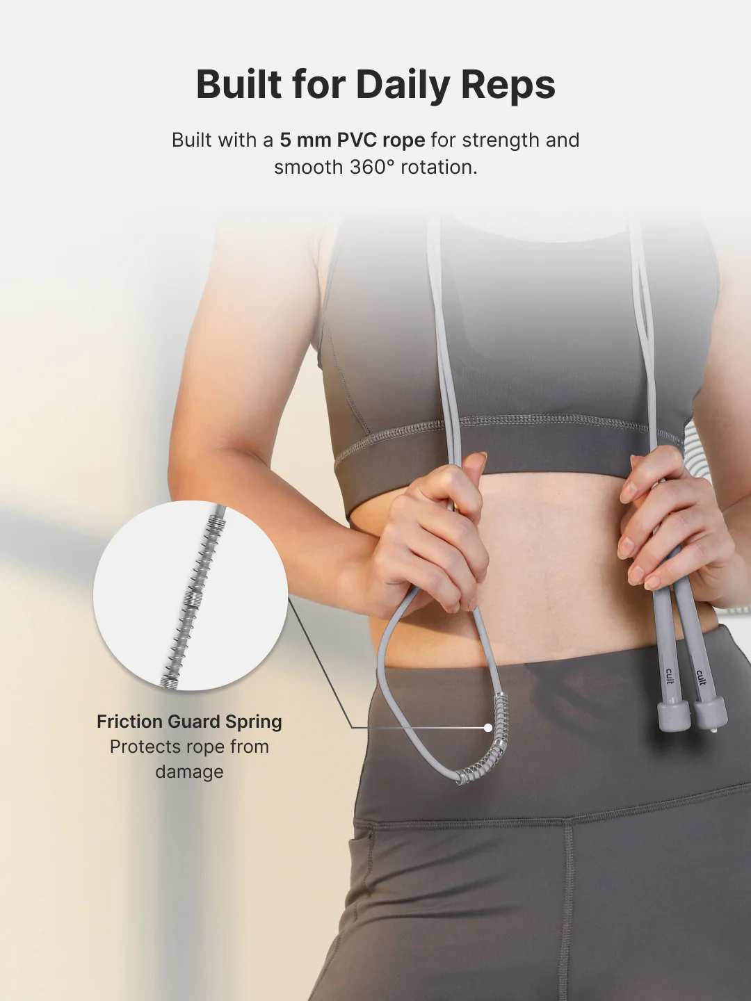 Pencil Skipping Rope for Workout & Training  Adjustable, Durable  Grey - Image 4