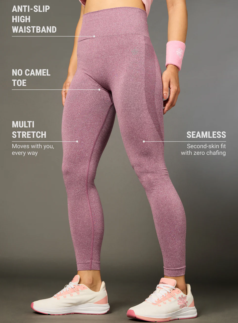 Pink Seamless Sports Tights - Image 5