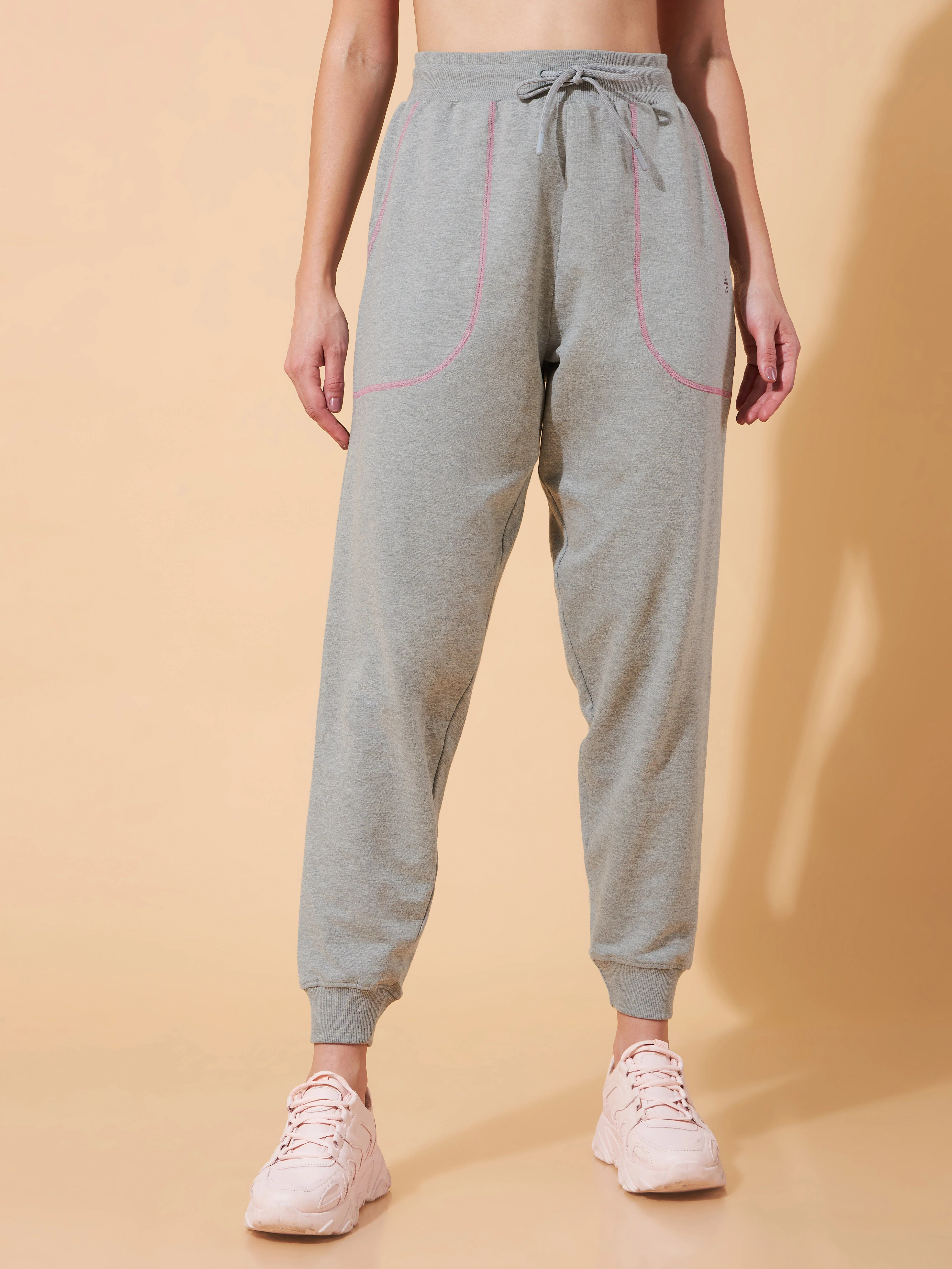 Women Grey Pop-up Thread Leisure Joggers - Image 3