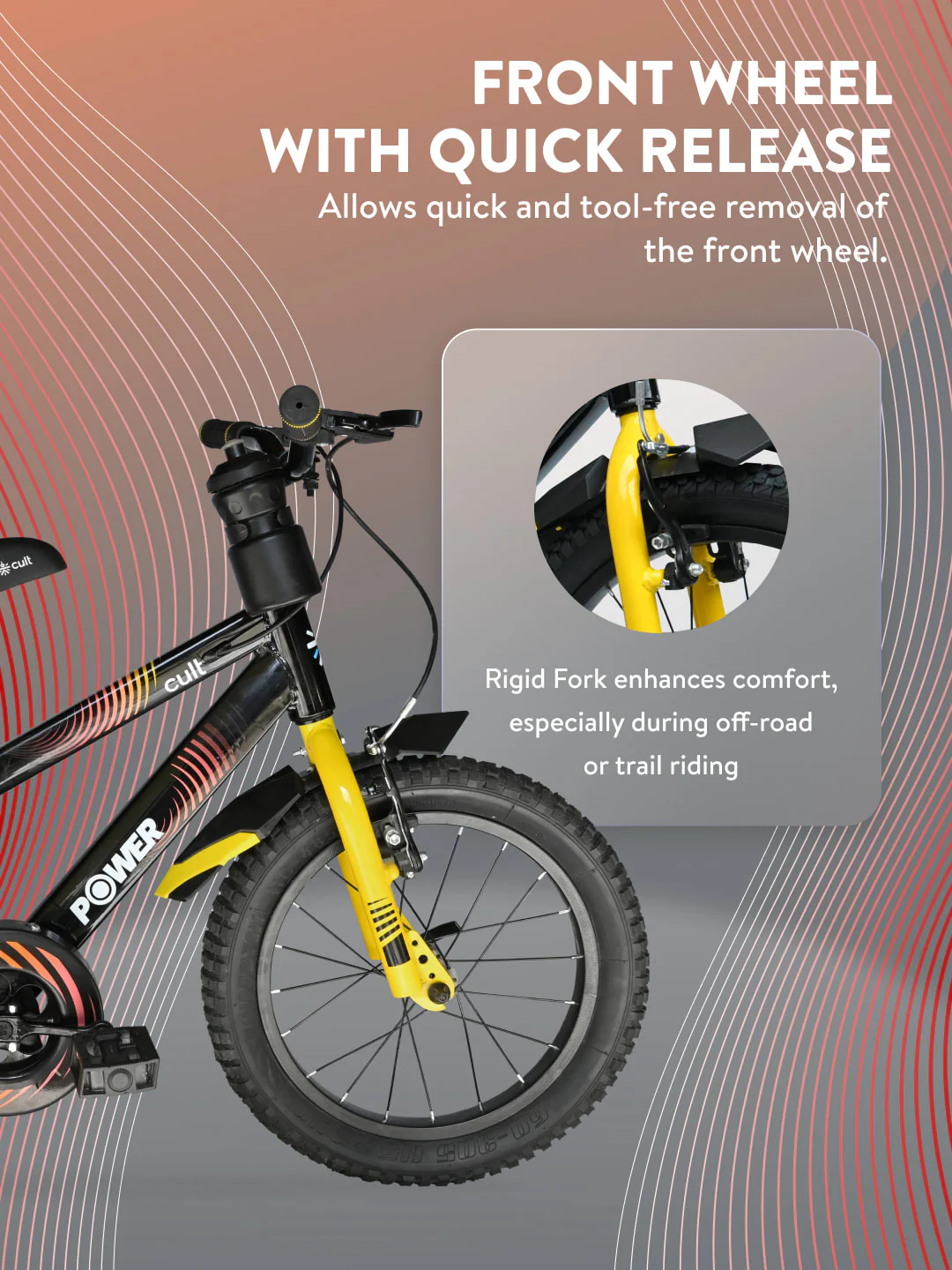 Power 16T Black Steel Kids Bike with Single Wall Rim, Rigid Fork and Free Trainer Sessions and Cycling Event - Image 7