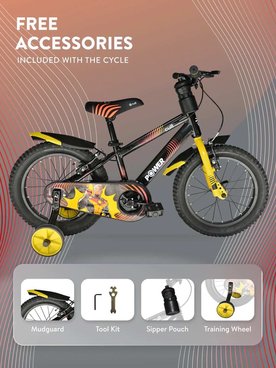 Power 16T Black Steel Kids Bike with Single Wall Rim, Rigid Fork and Free Trainer Sessions and Cycling Event - Image 9