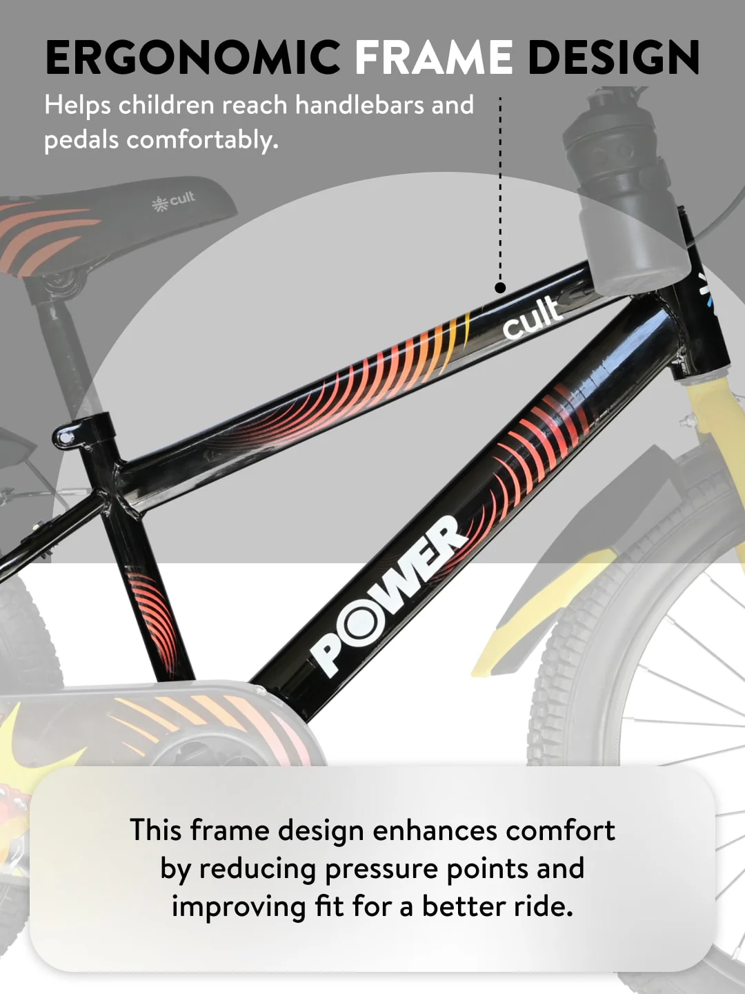 Power 20T Black Steel Kids Bike with Single Wall Rim, Rigid Fork and Free Trainer Sessions and Cycling Event - Image 3