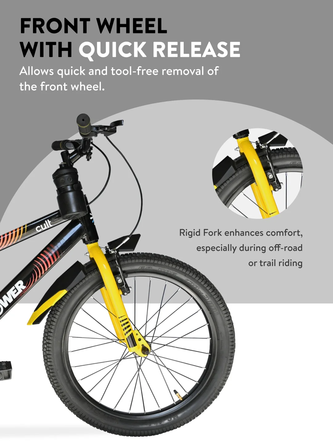 Power 20T Black Steel Kids Bike with Single Wall Rim, Rigid Fork and Free Trainer Sessions and Cycling Event - Image 6