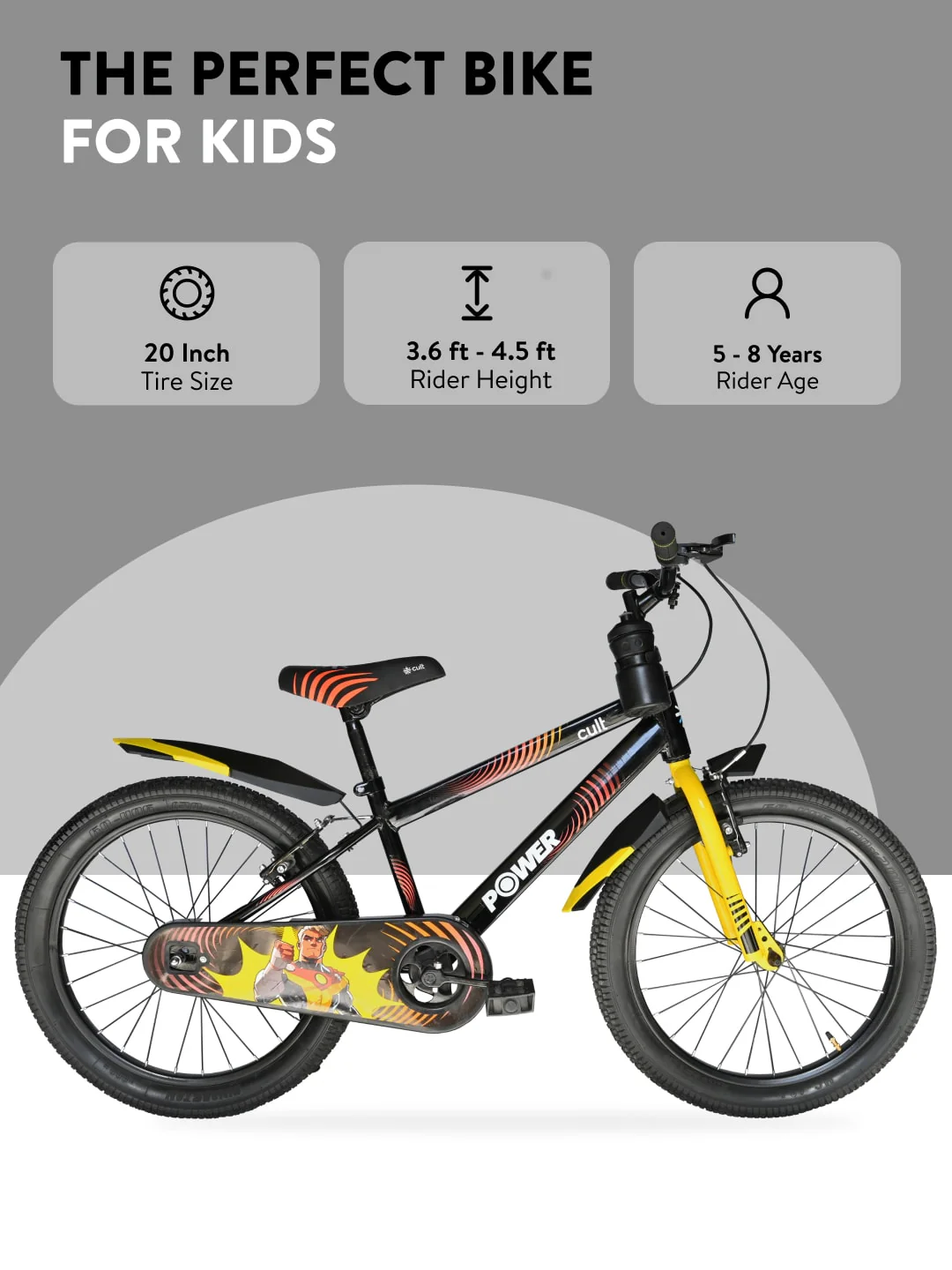 Power 20T Black Steel Kids Bike with Single Wall Rim, Rigid Fork and Free Trainer Sessions and Cycling Event - Image 9